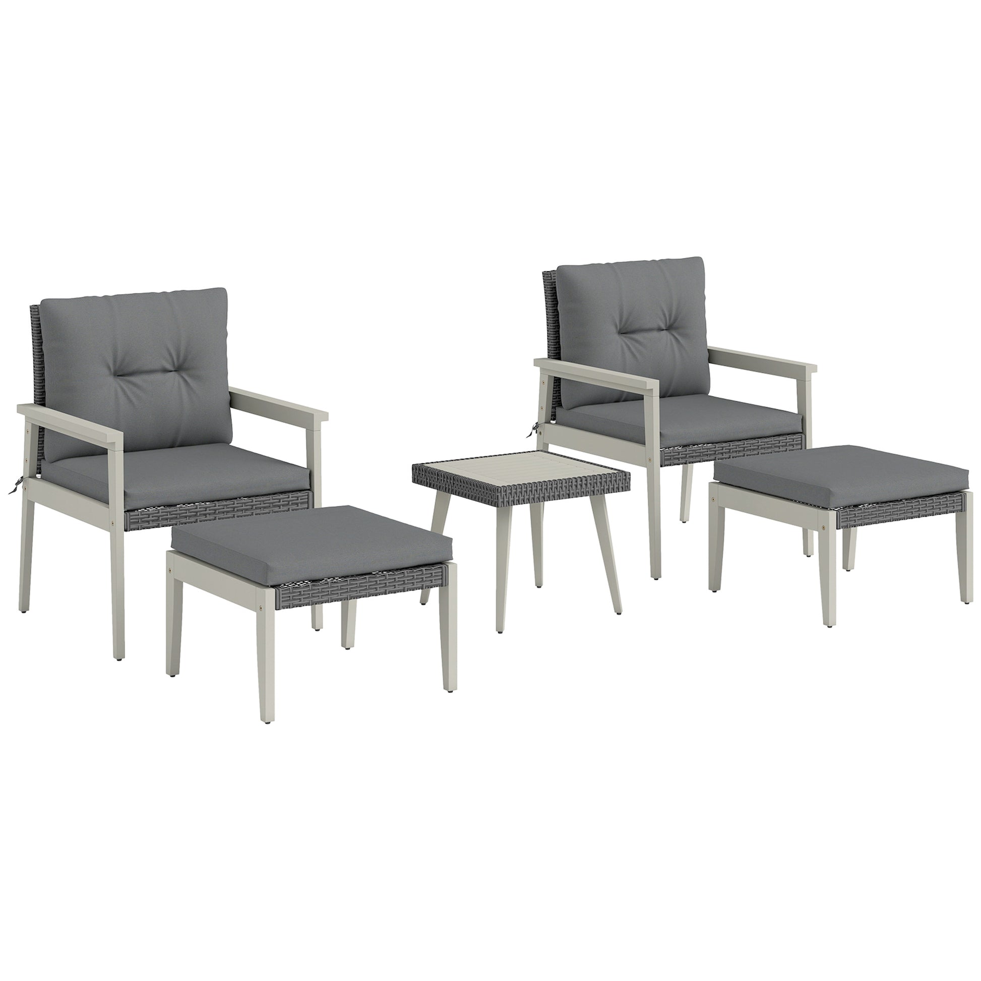Five-Piece Rattan Patio Set, with Wood-Top Table