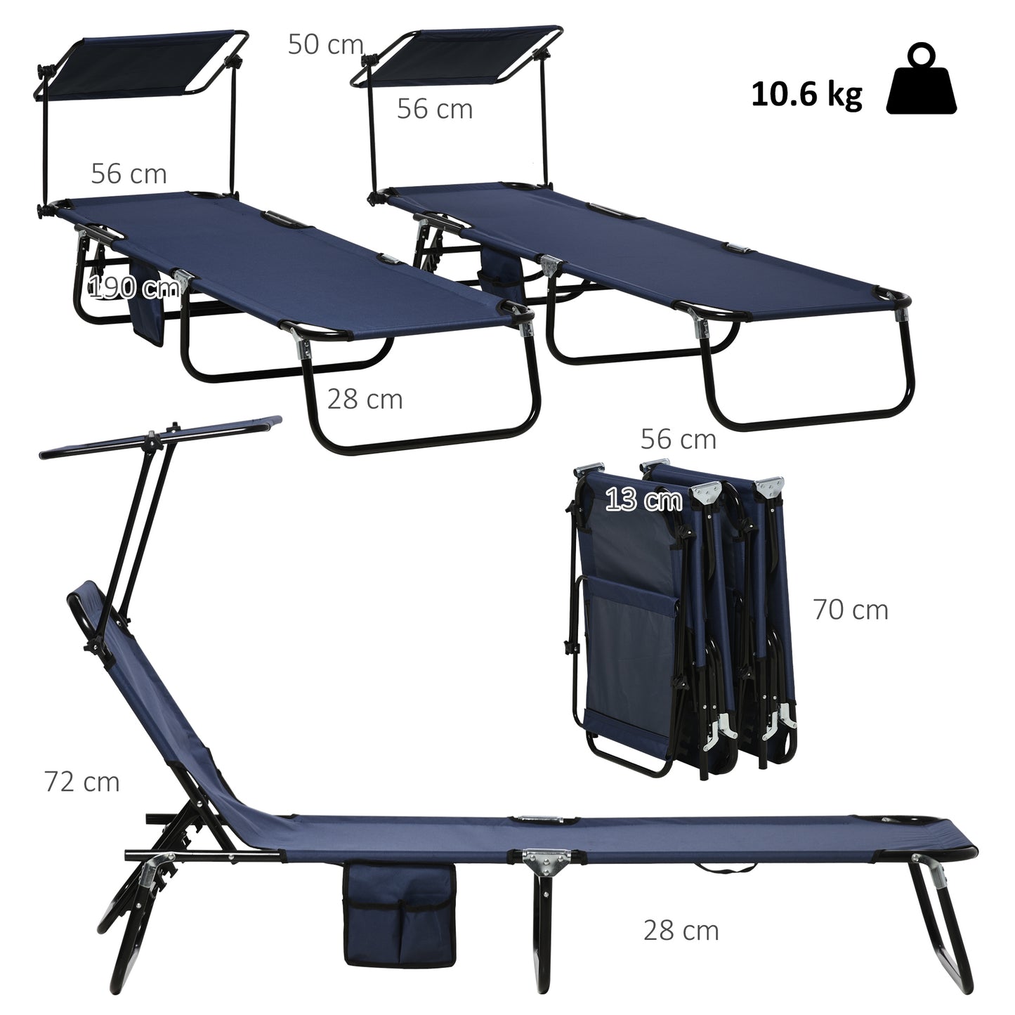 Set of Two Folding Sun Loungers