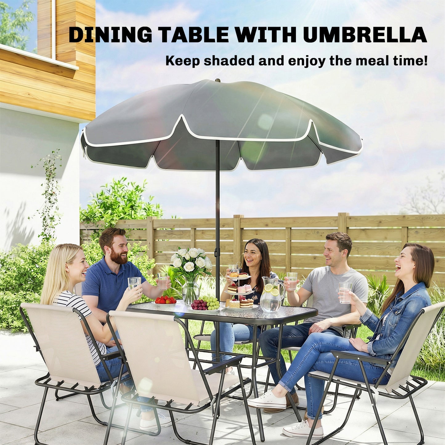 8 Piece Garden Dining Set with Umbrella Garden Furniture Set