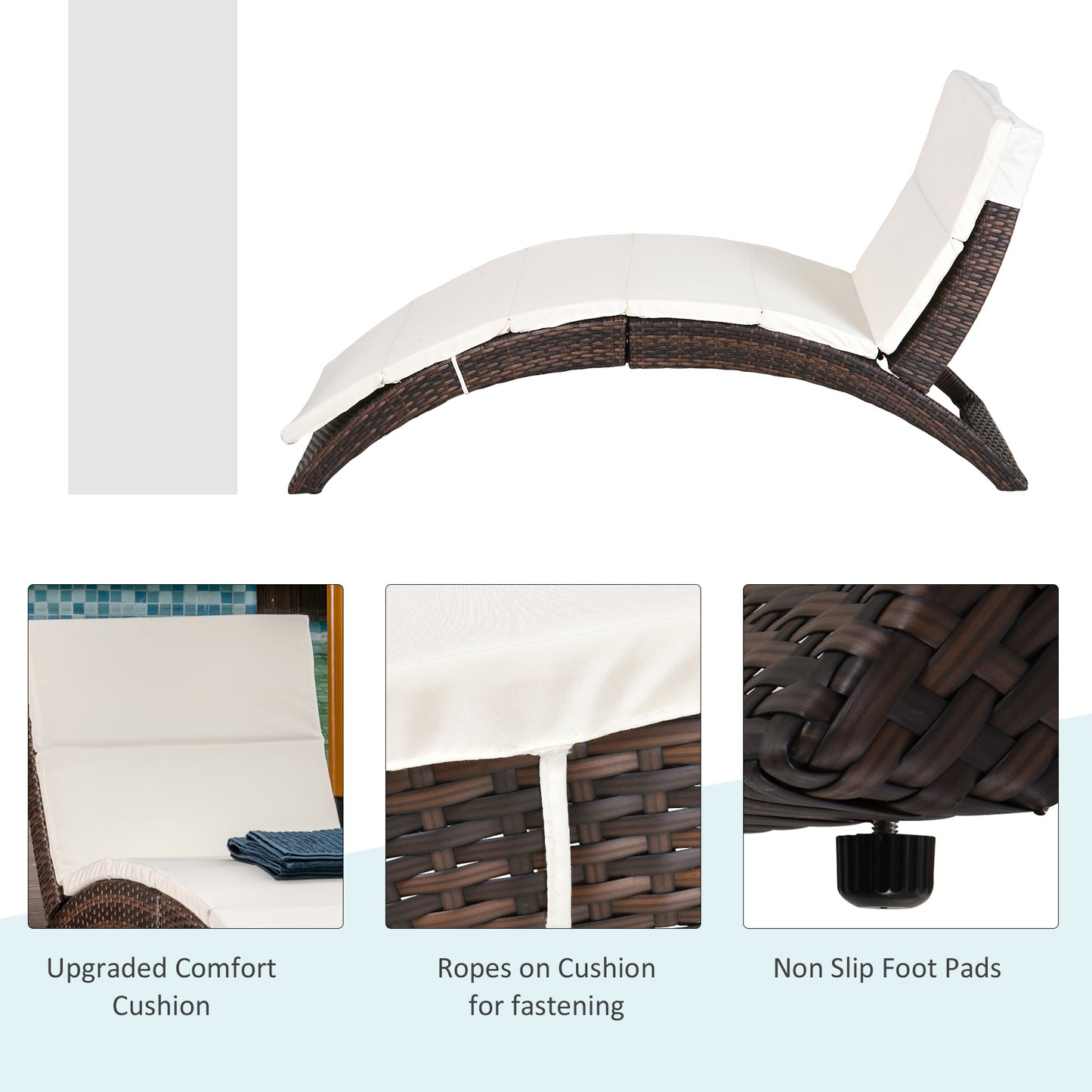 Folding Sun Lounger, PE Rattan Garden Lounger Chair