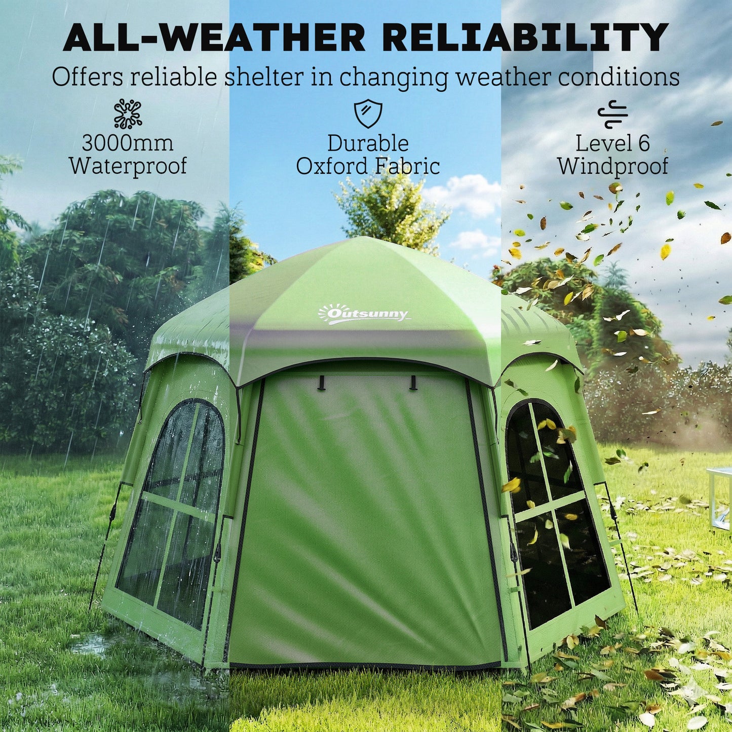 Pop Up Tent 3000mm Waterproof Instant Camping Tent 3-4 Person