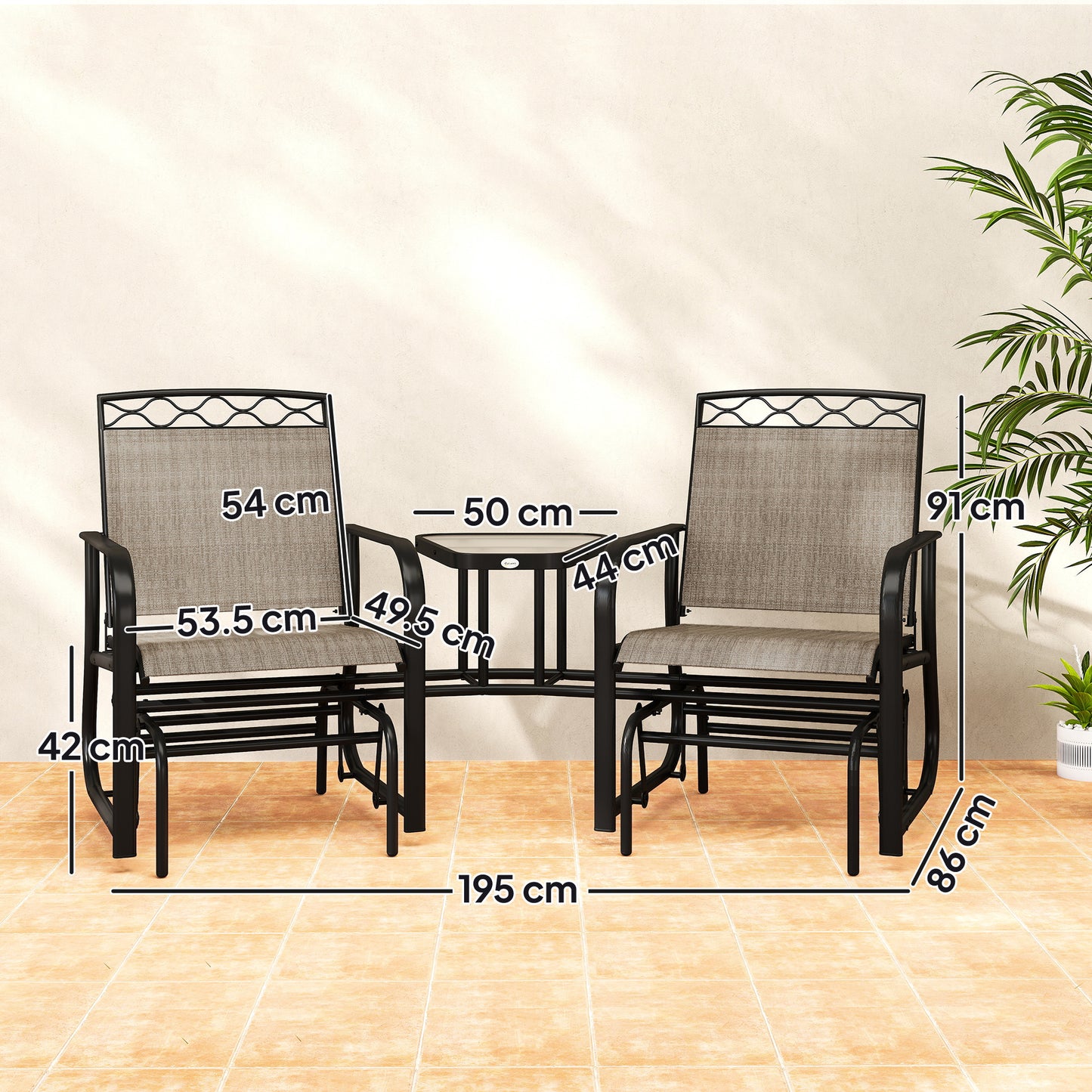 Double Outdoor Glider Chair, 2 Seater Patio Rocking Chairs