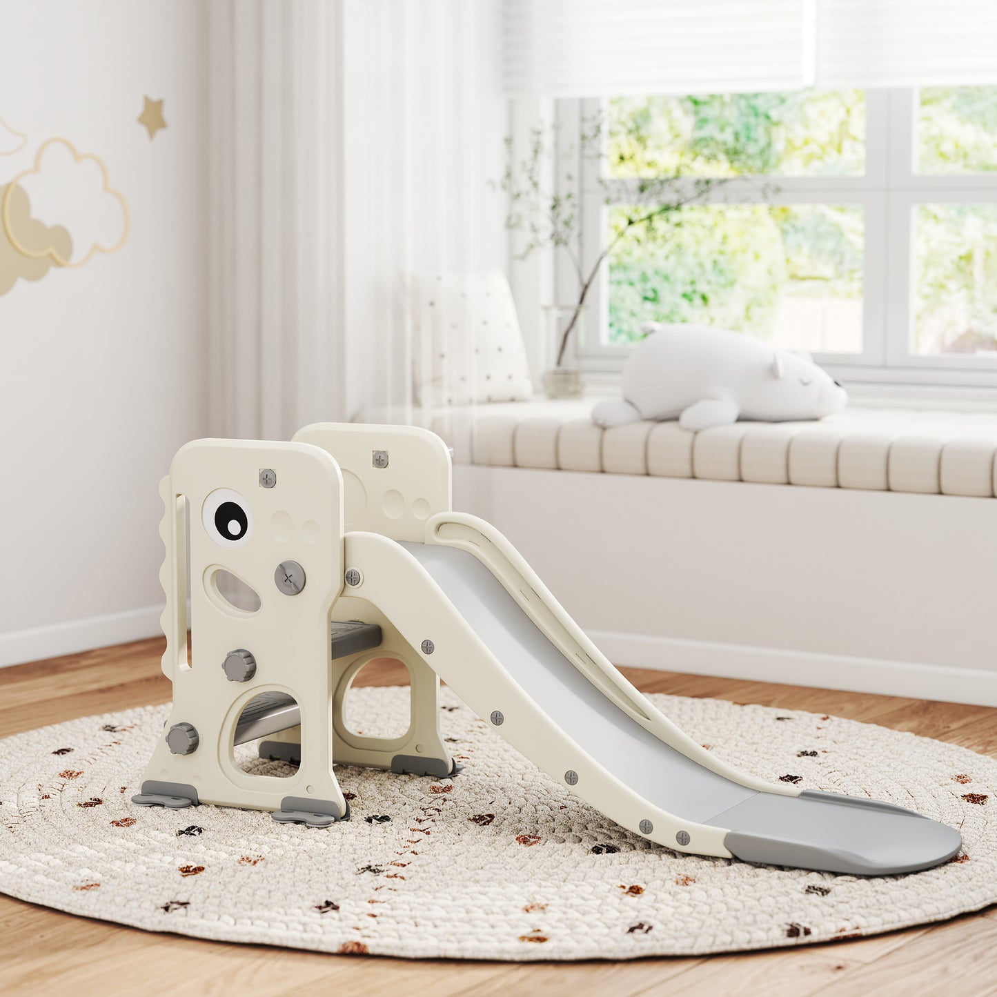 3 in 1 Kids Slide with Climber, Basketball Hoop and Ball (1)