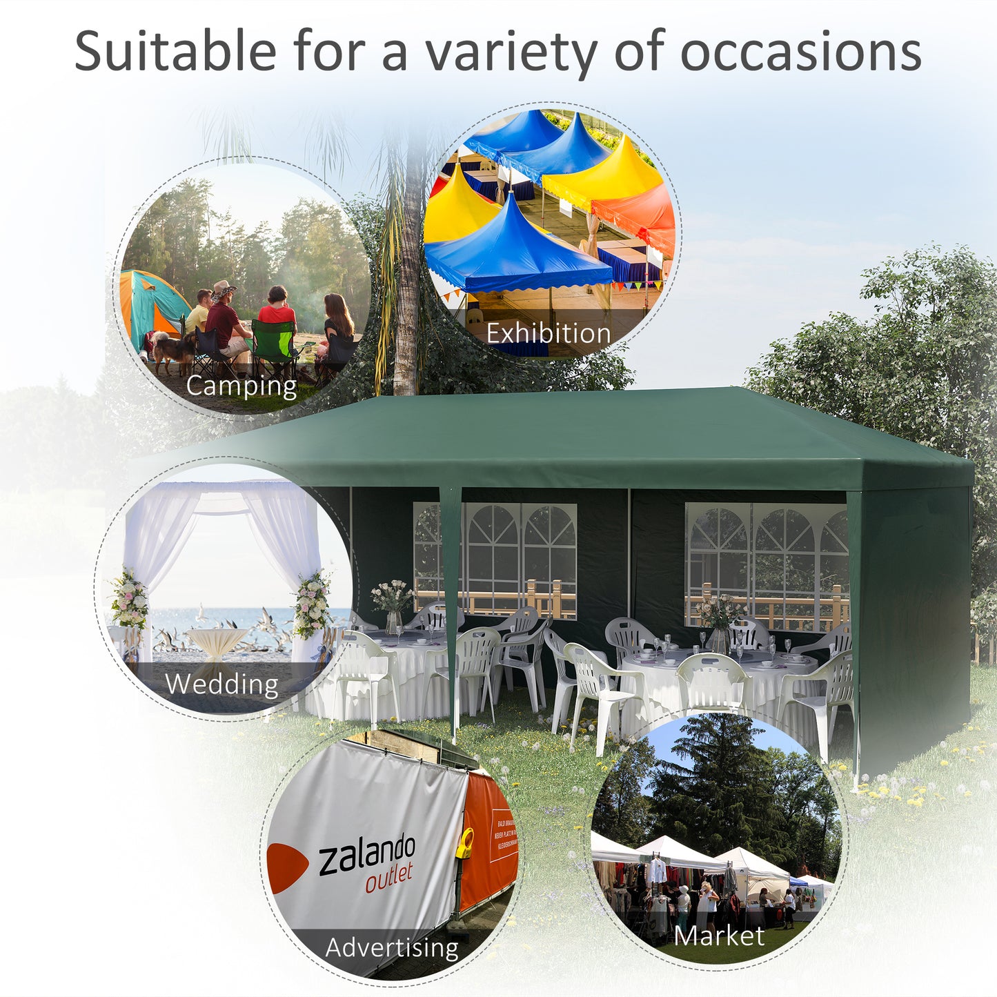6x3 m Party Tent Gazebo Marquee Outdoor Patio Canopy Shelter