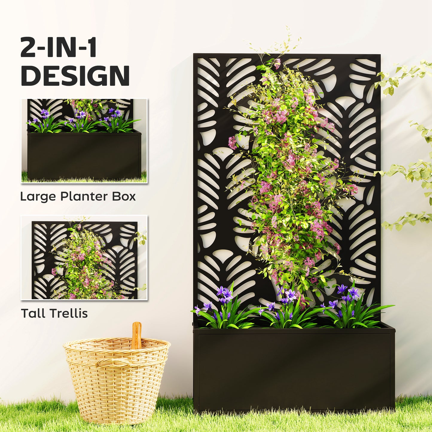 Metal Garden Bed for Garden with Trellis (1)