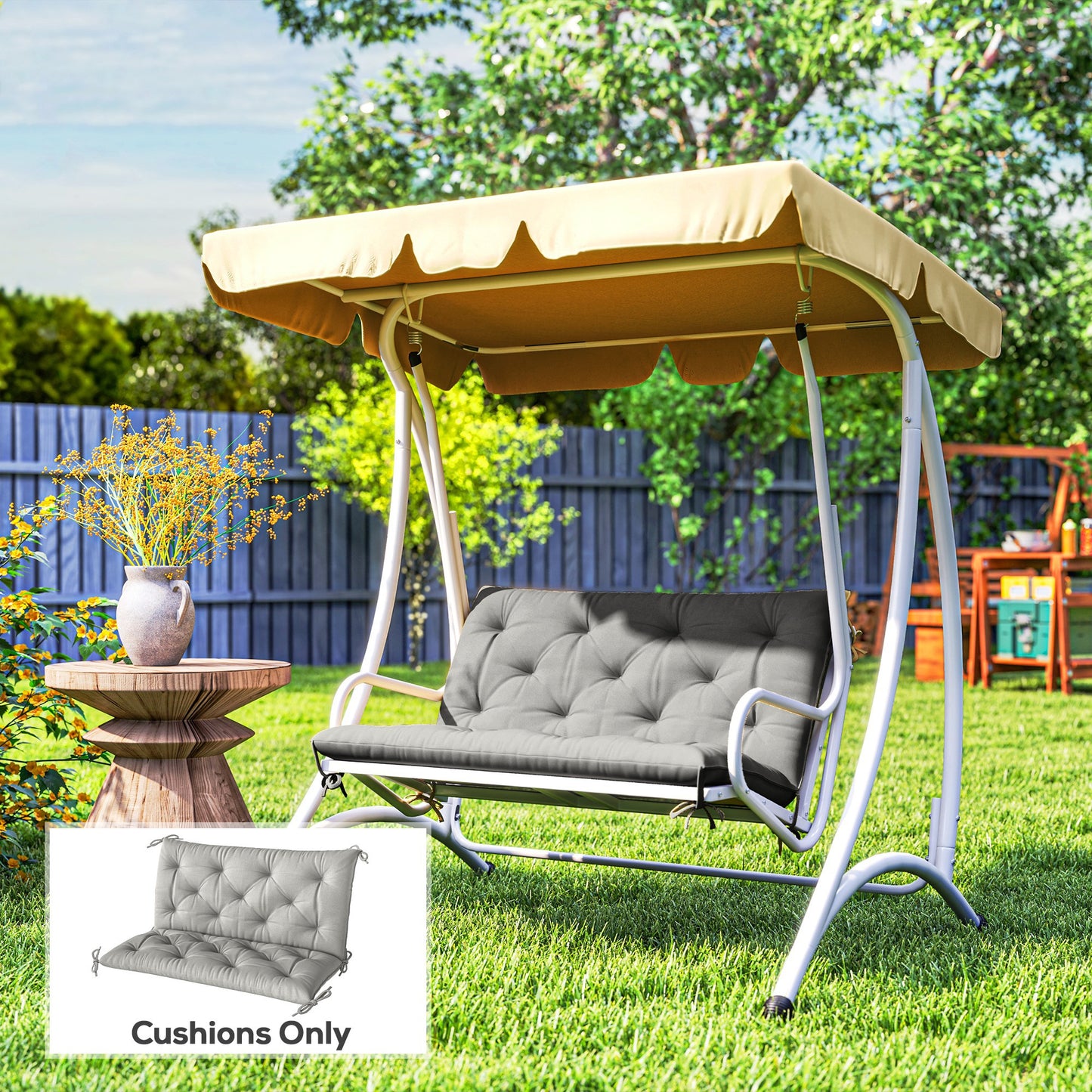 2 Seater Bench Pad, Garden Chair Cushion with Back and Ties