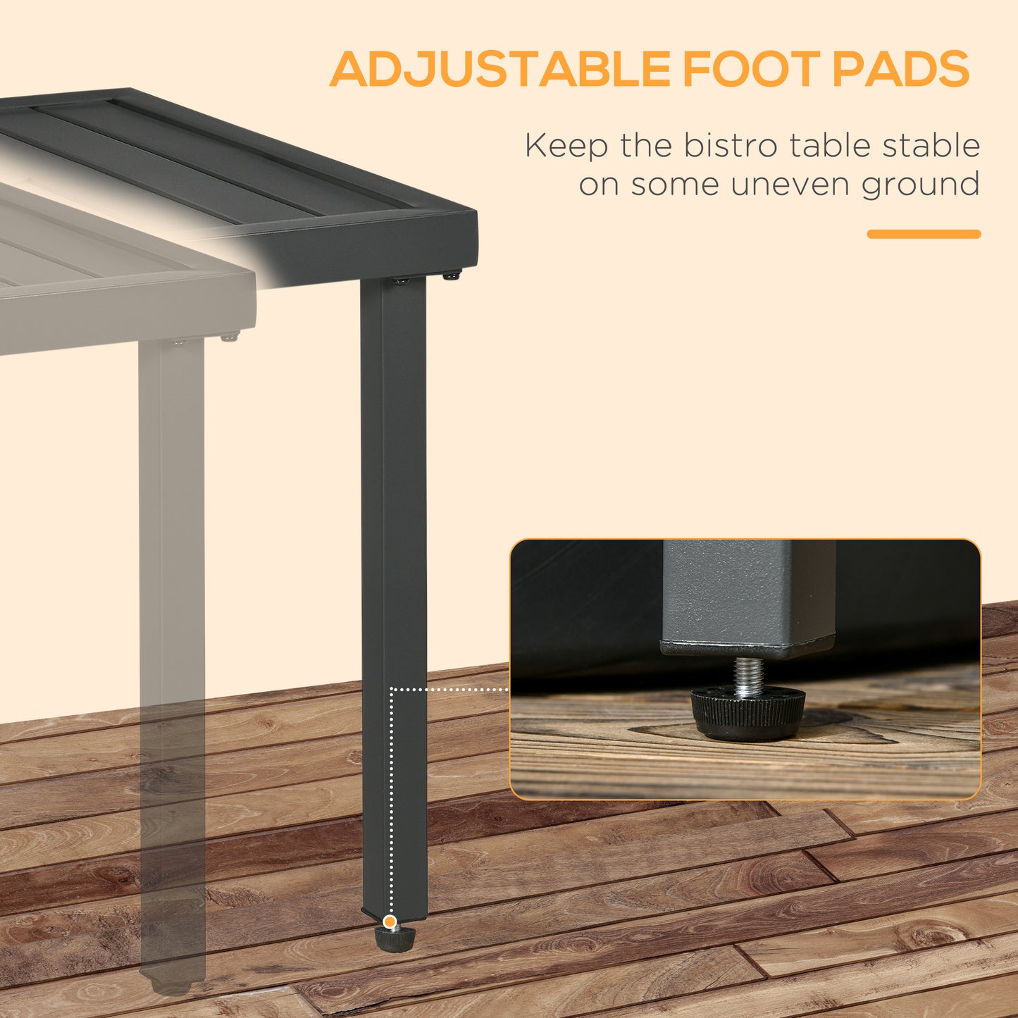 Garden Side Table, 51x51cm Square Patio Coffee Table