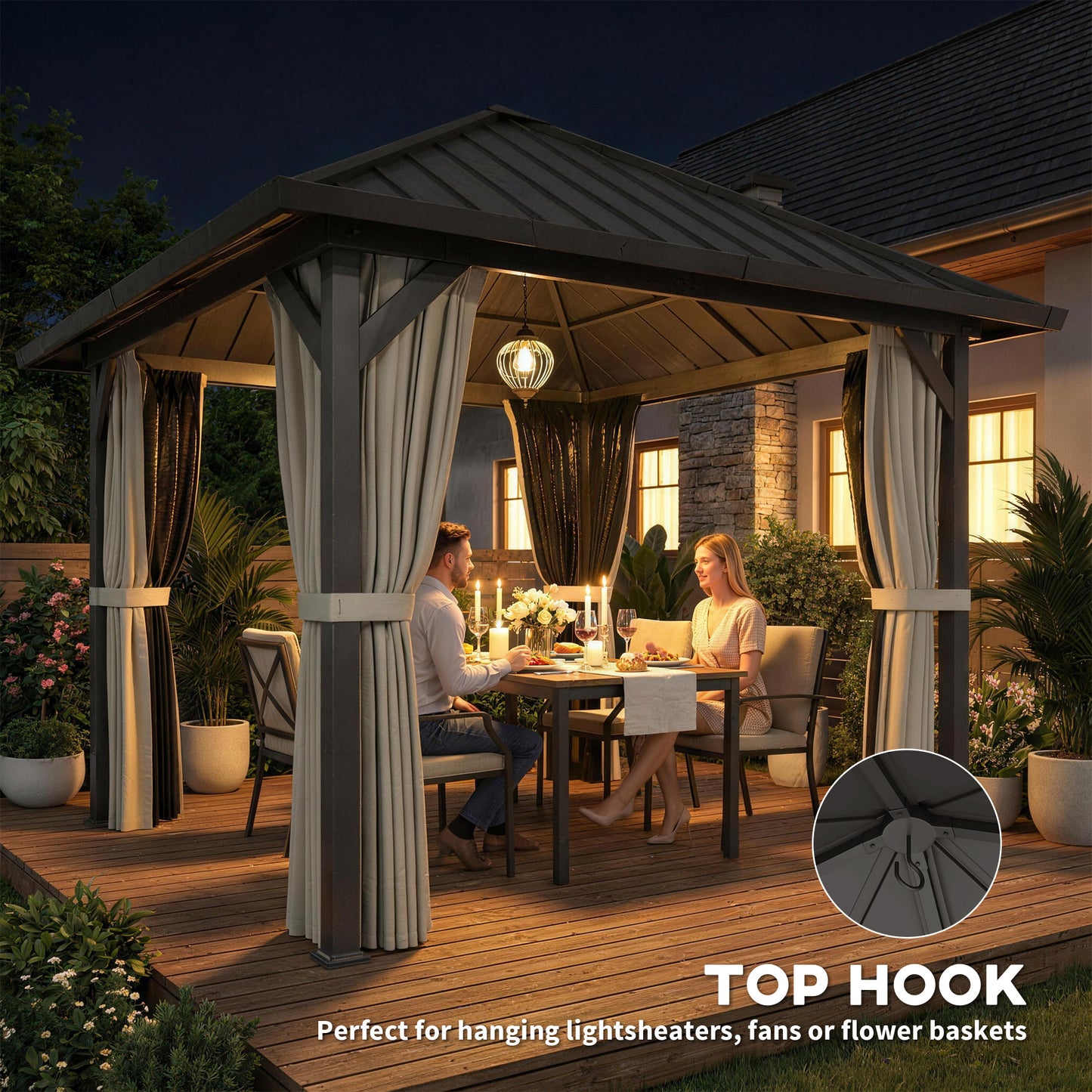 3 x 3(m) Hardtop Gazebo with Galvanised Steel Roof and Water Gutter (1)