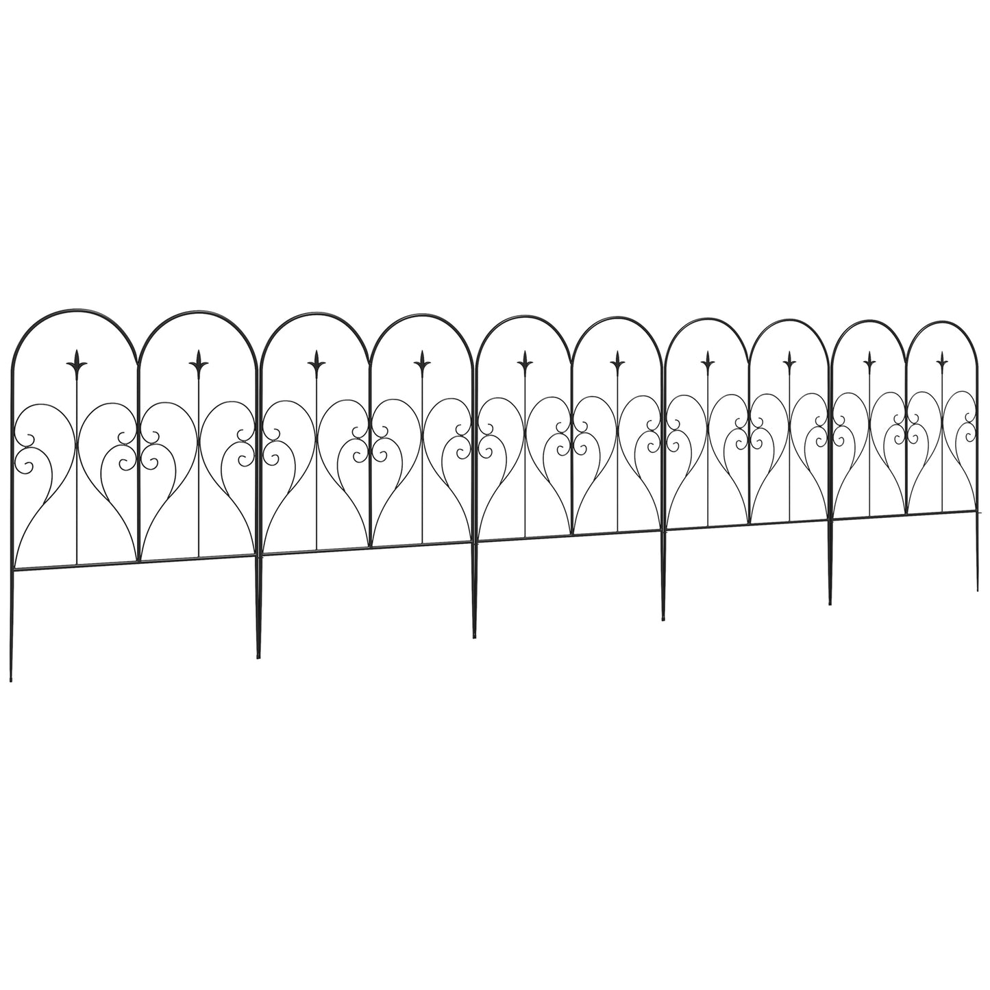 Set of Five Decorative Heart Metal Fence Panels