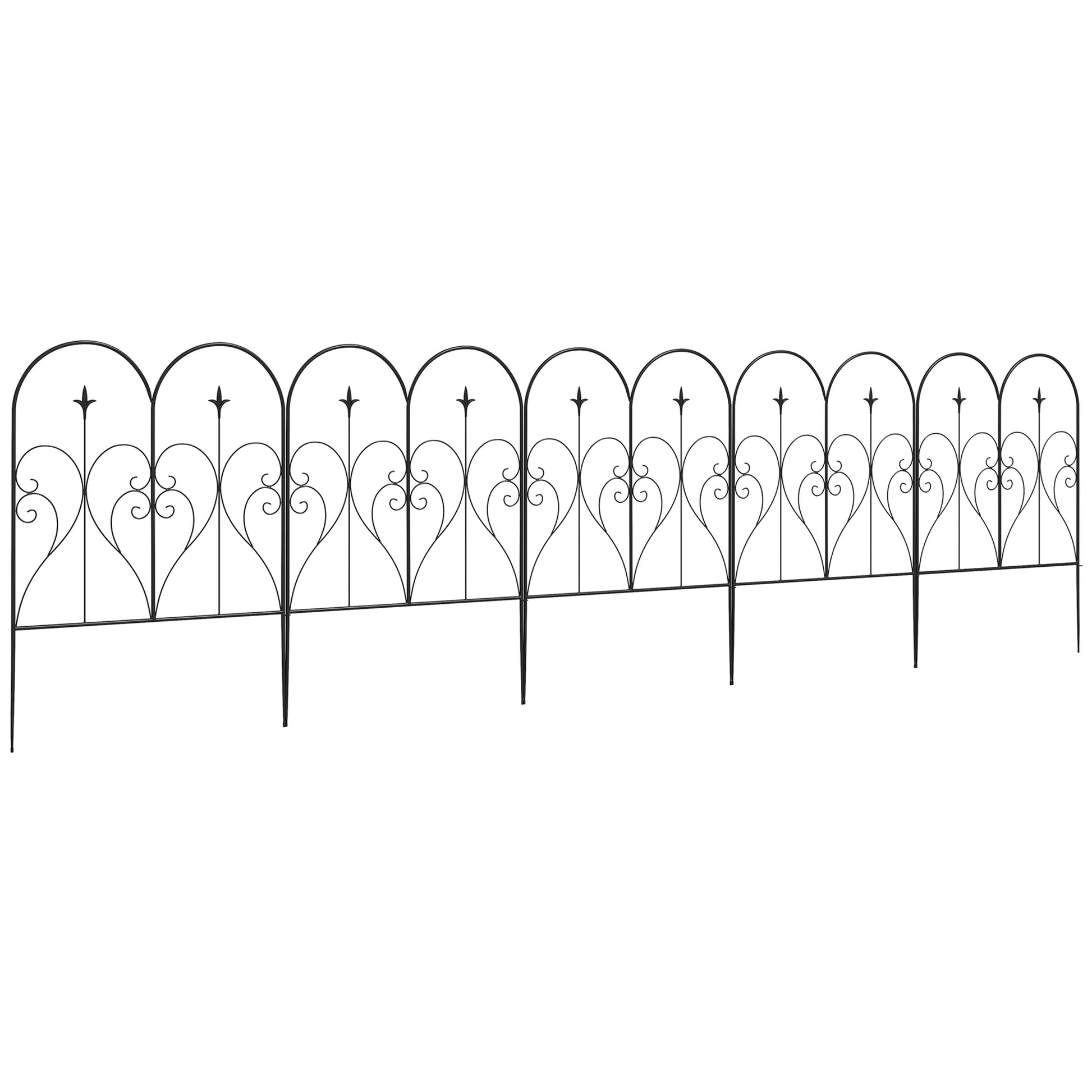 Set of Five Decorative Heart Metal Fence Panels