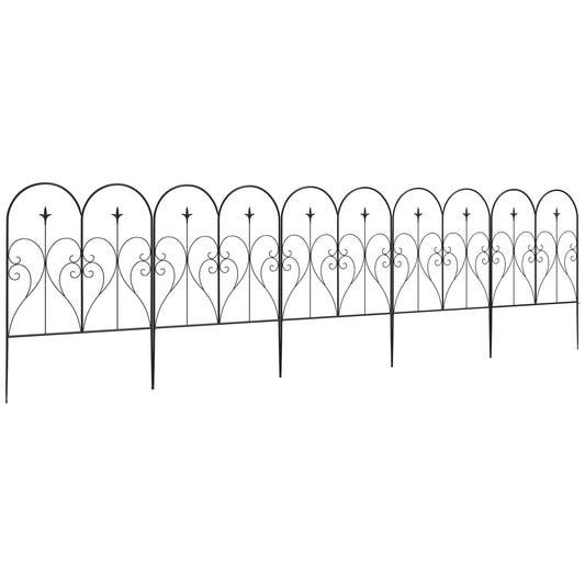 Set of Five Decorative Heart Metal Fence Panels