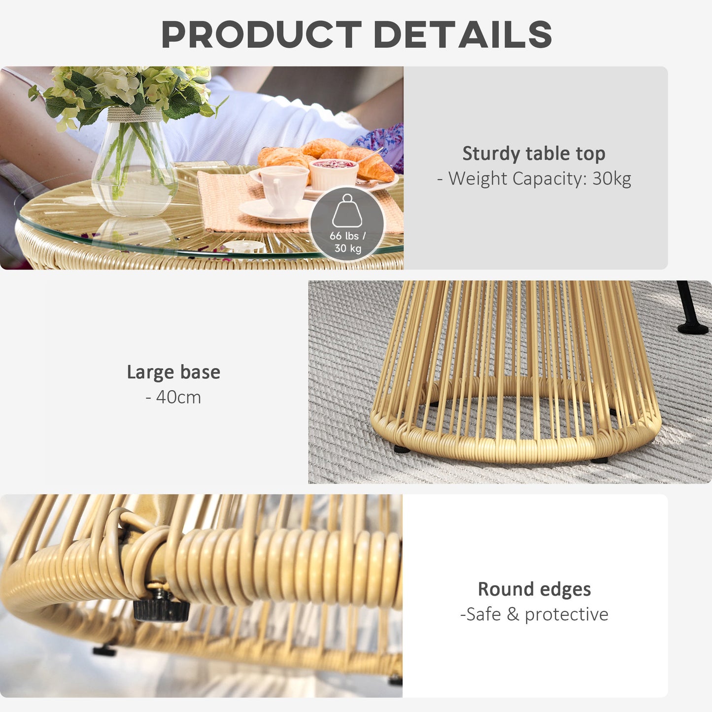 Round End Table, Rattan Side Table