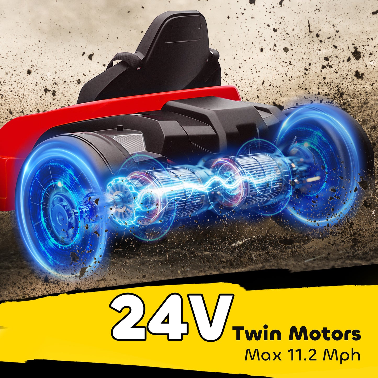 24V Electric Go Kart, Drift Kart with Adjustable Seat, Slow Start