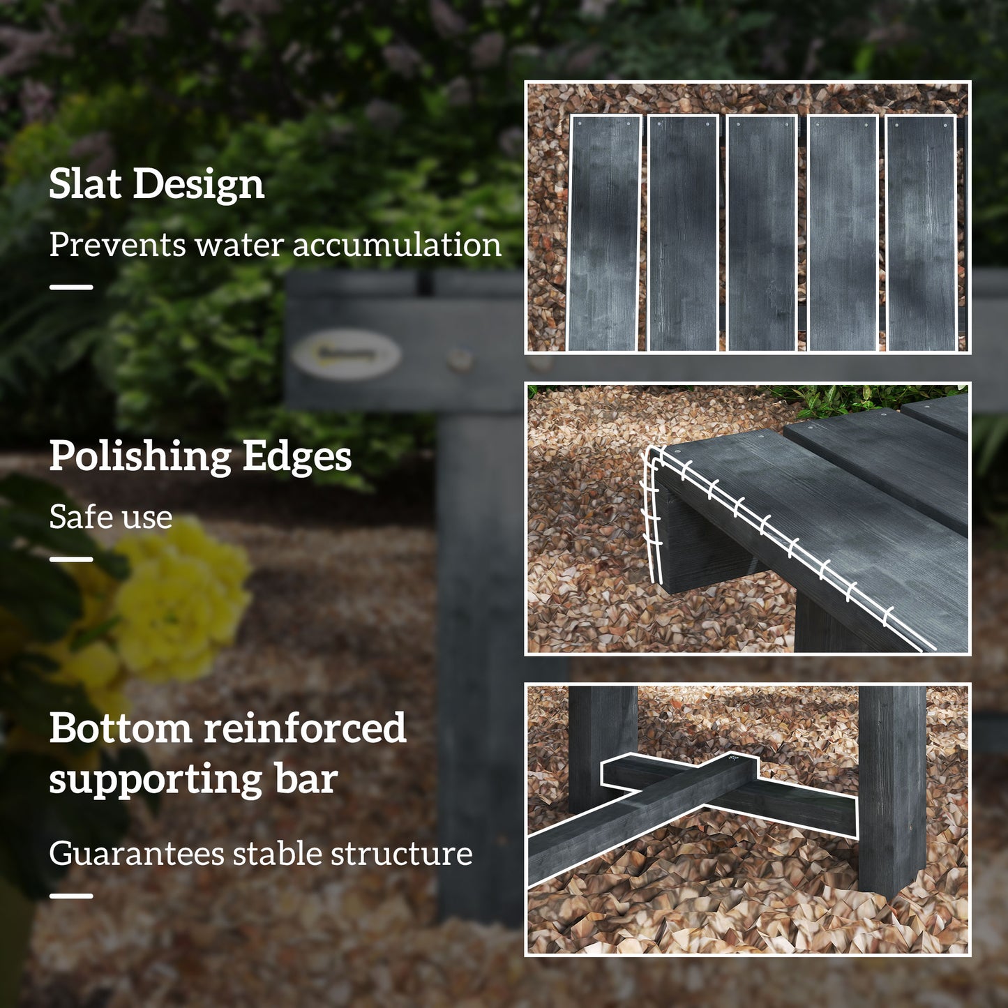 2-Seater Garden Wooden Bench