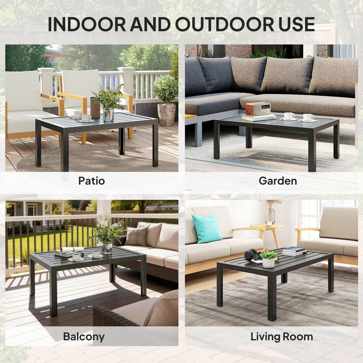 Outdoor Side Table, Rectangular Patio Coffee Side Table