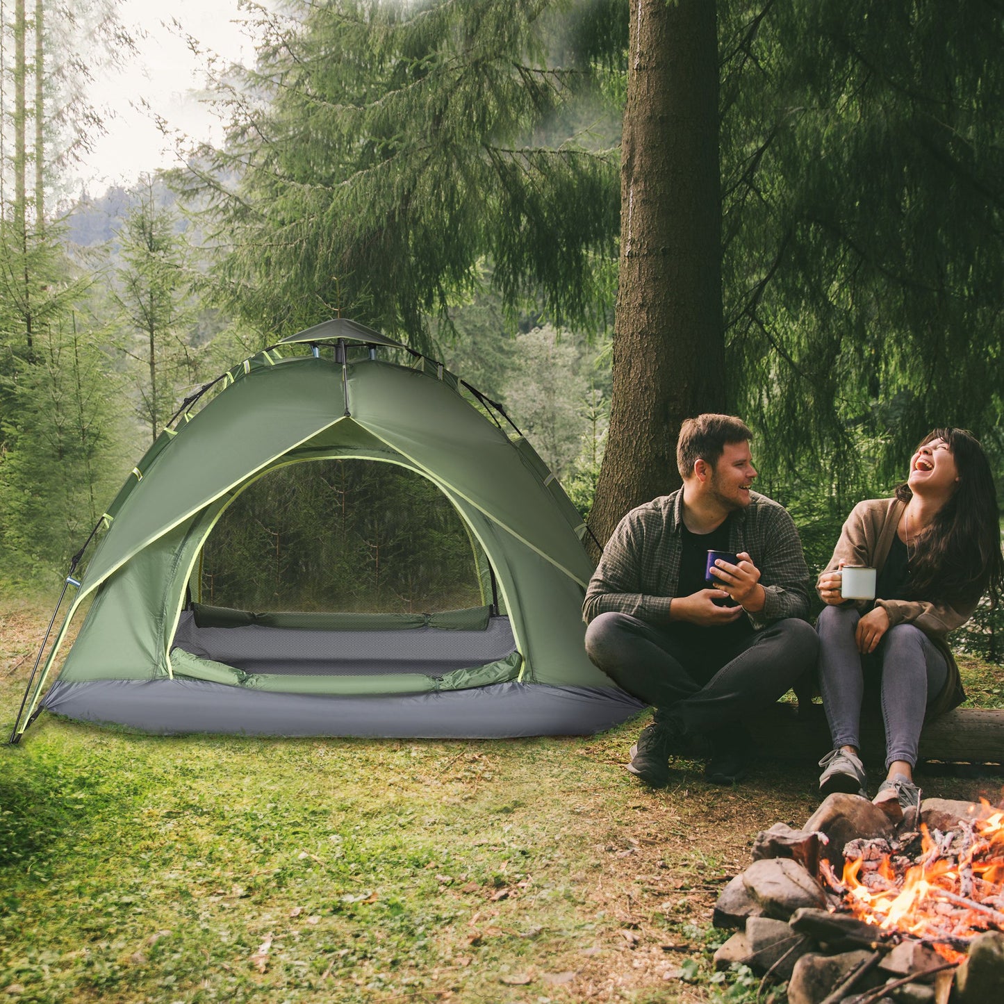 3 Man Camping Tent Automatic Pop Up Tent Portable Double Layer