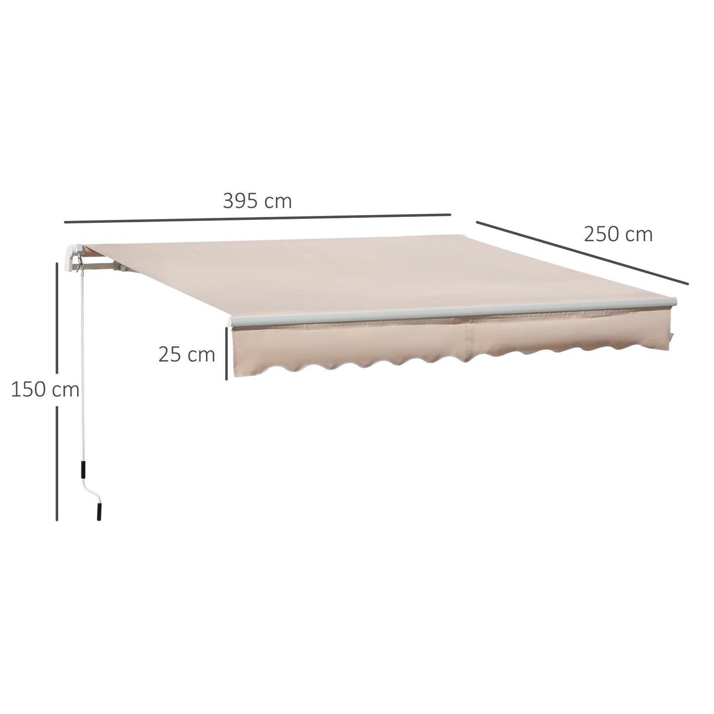4x2.5m Manual Awning Window Door Sun Weather Shade w/ Handle