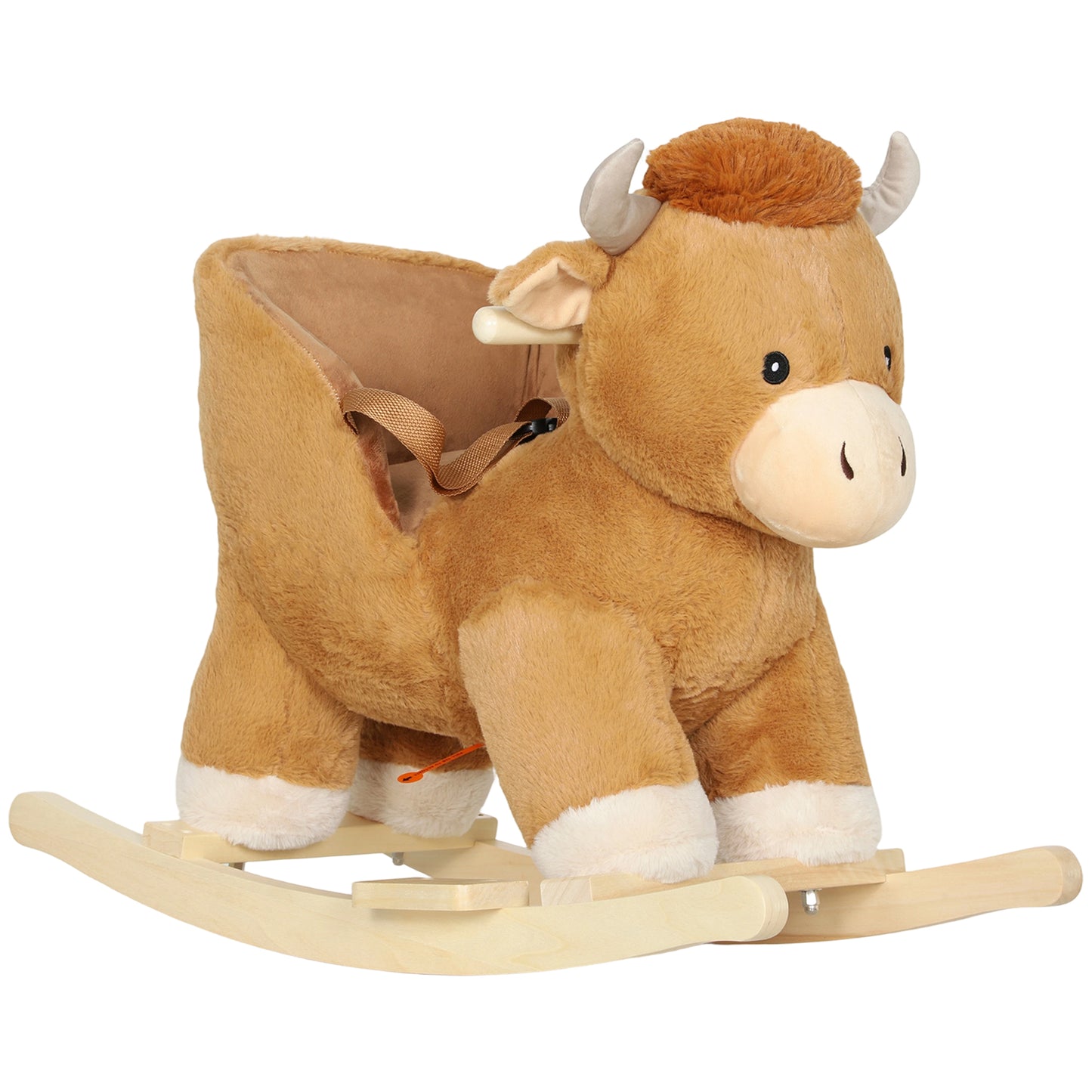 Baby Rocking Horse with Safety Belt, Wood Base