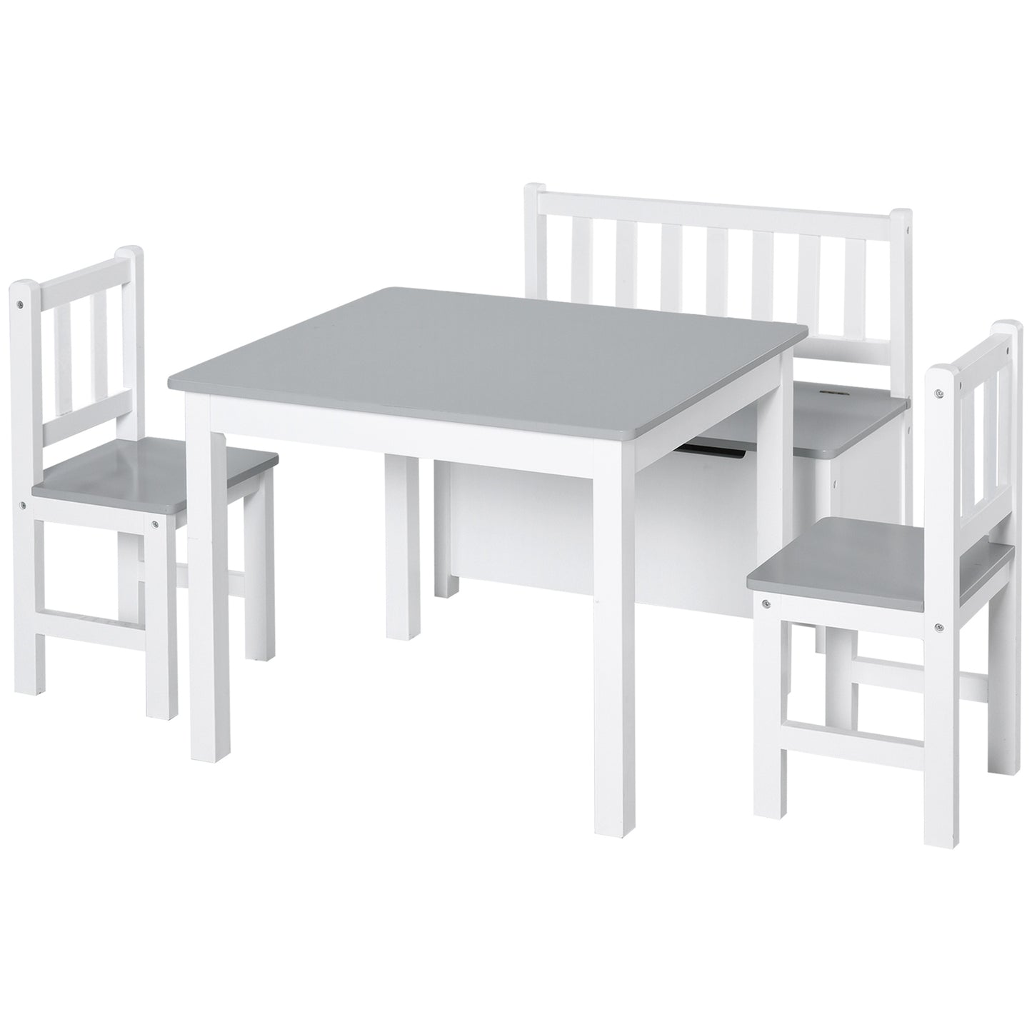 4-Piece Kids Table and Chair Set with 2 Wooden Chairs