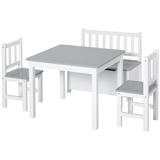 4-Piece Kids Table and Chair Set with 2 Wooden Chairs