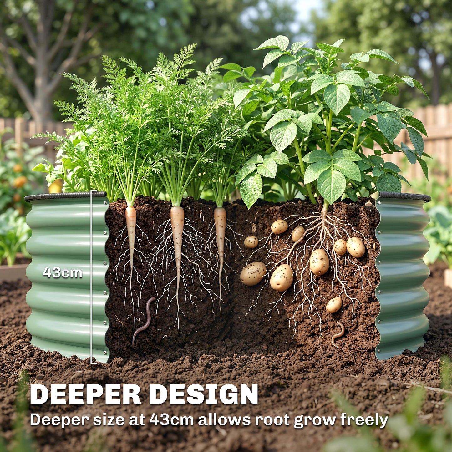 Galvanised Raised Garden Bed with Safety Edging