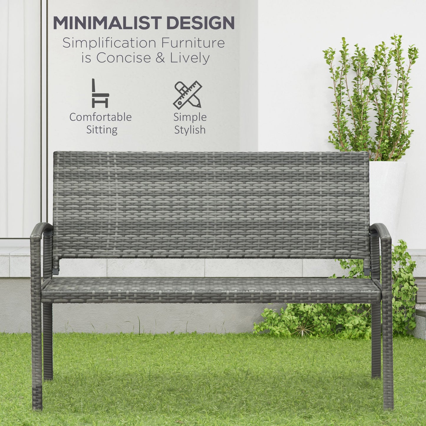 2 Seater Poly Rattan Garden Bench