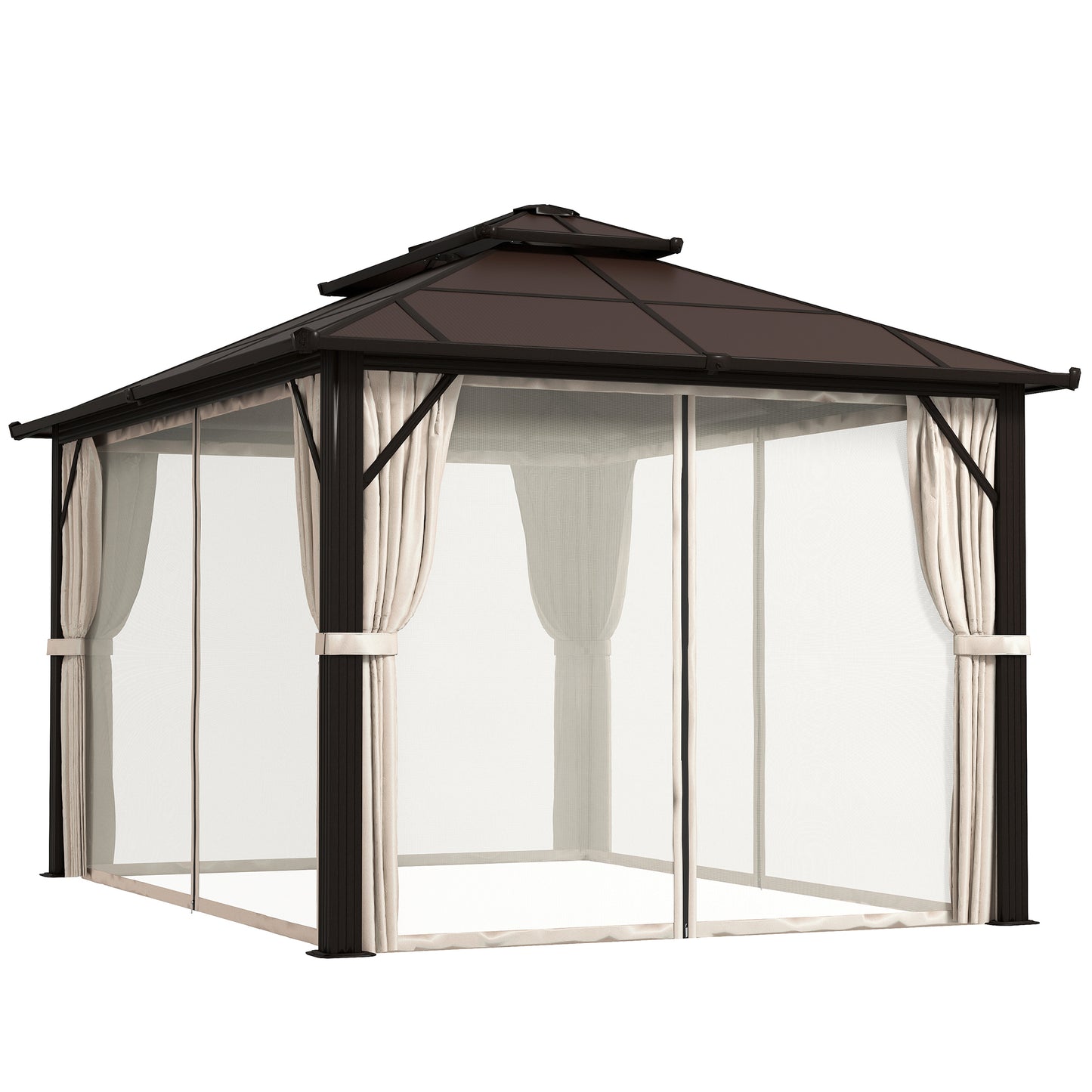 3 x 4m Hardtop Gazebo Canopy with UPF30+ Double Polycarbonate Roof