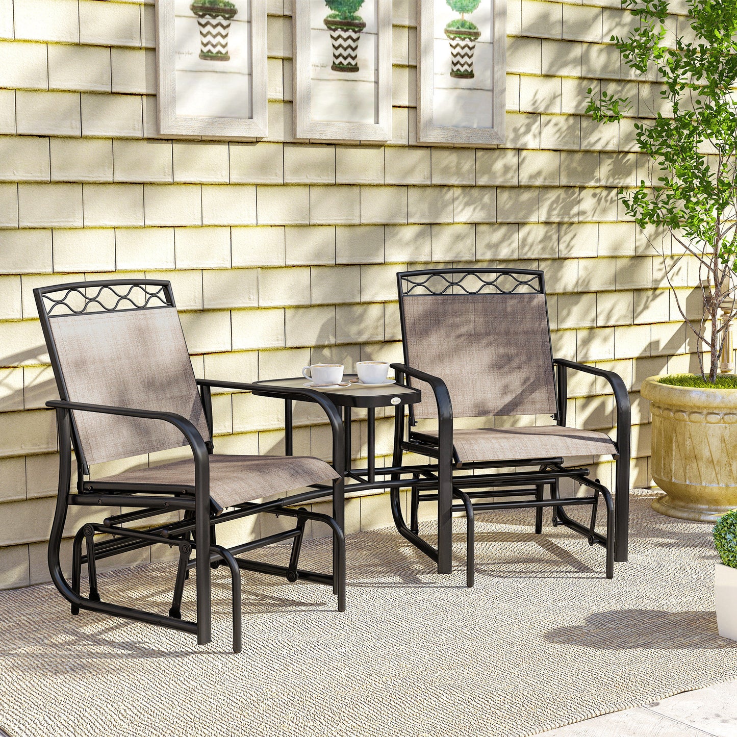 Double Outdoor Glider Chair, 2 Seater Patio Rocking Chairs