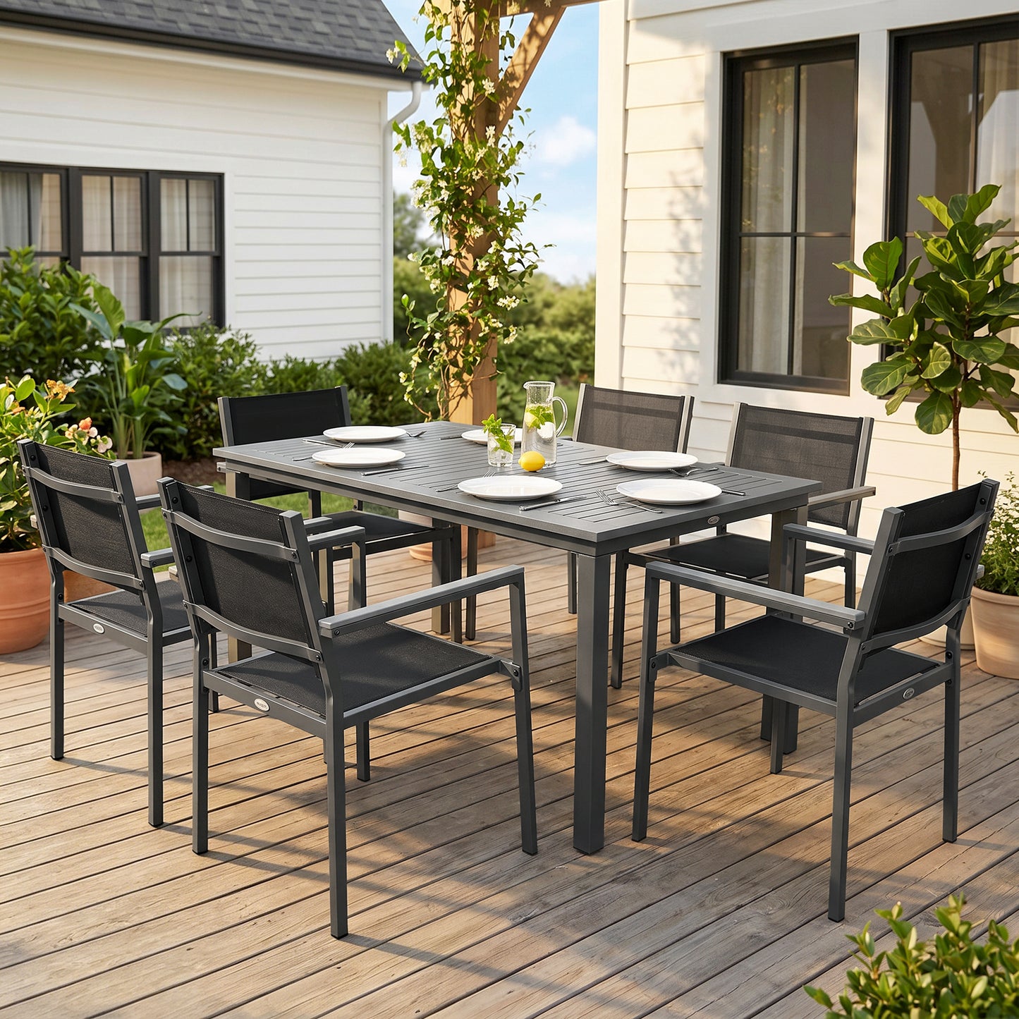 Garden Dining Set with Acacia Wood Table Top