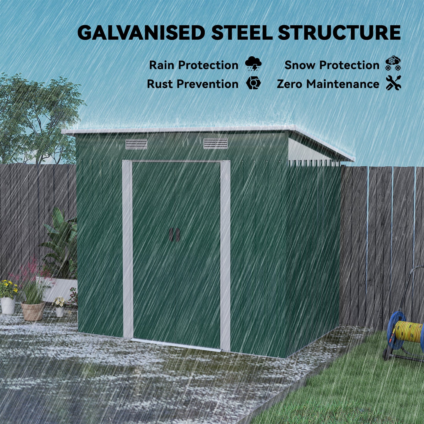 7 x 4ft Outdoor Storage Shed with Foundation Kit