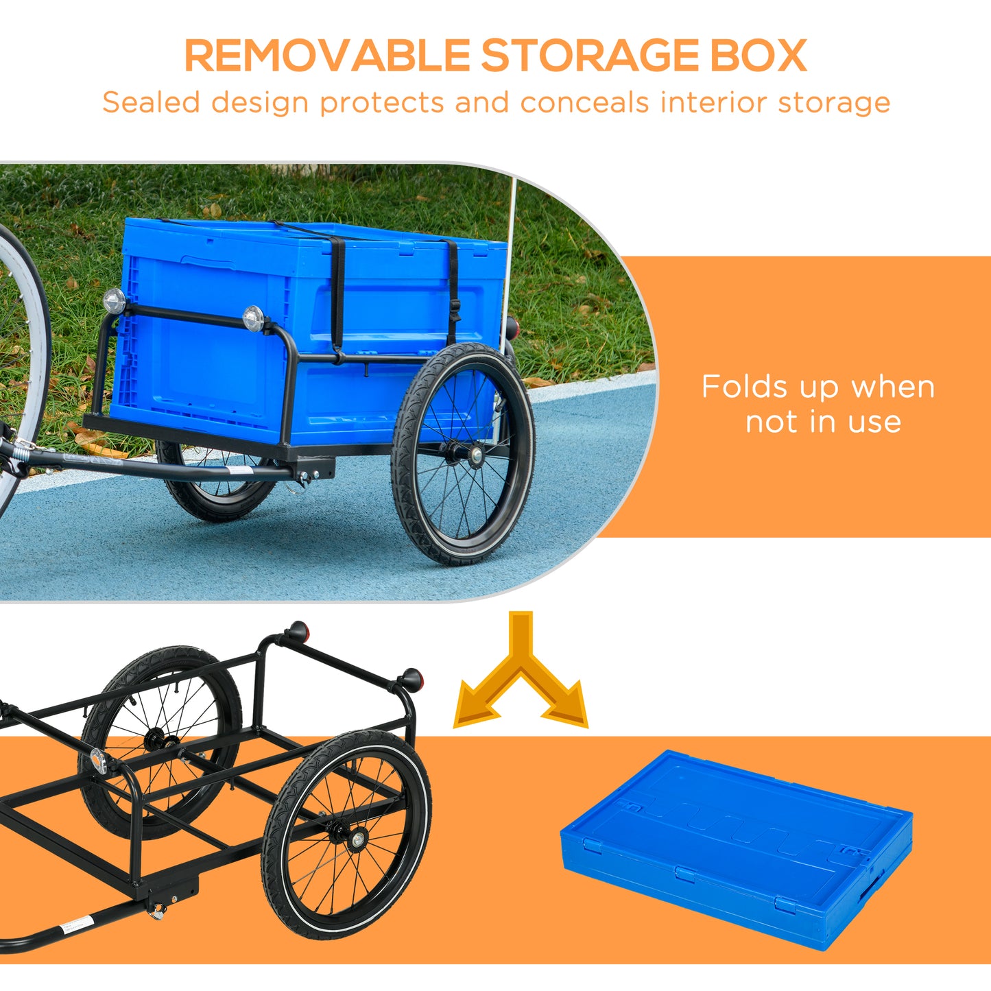 65L Steel Frame Bike Trailer Storage Box