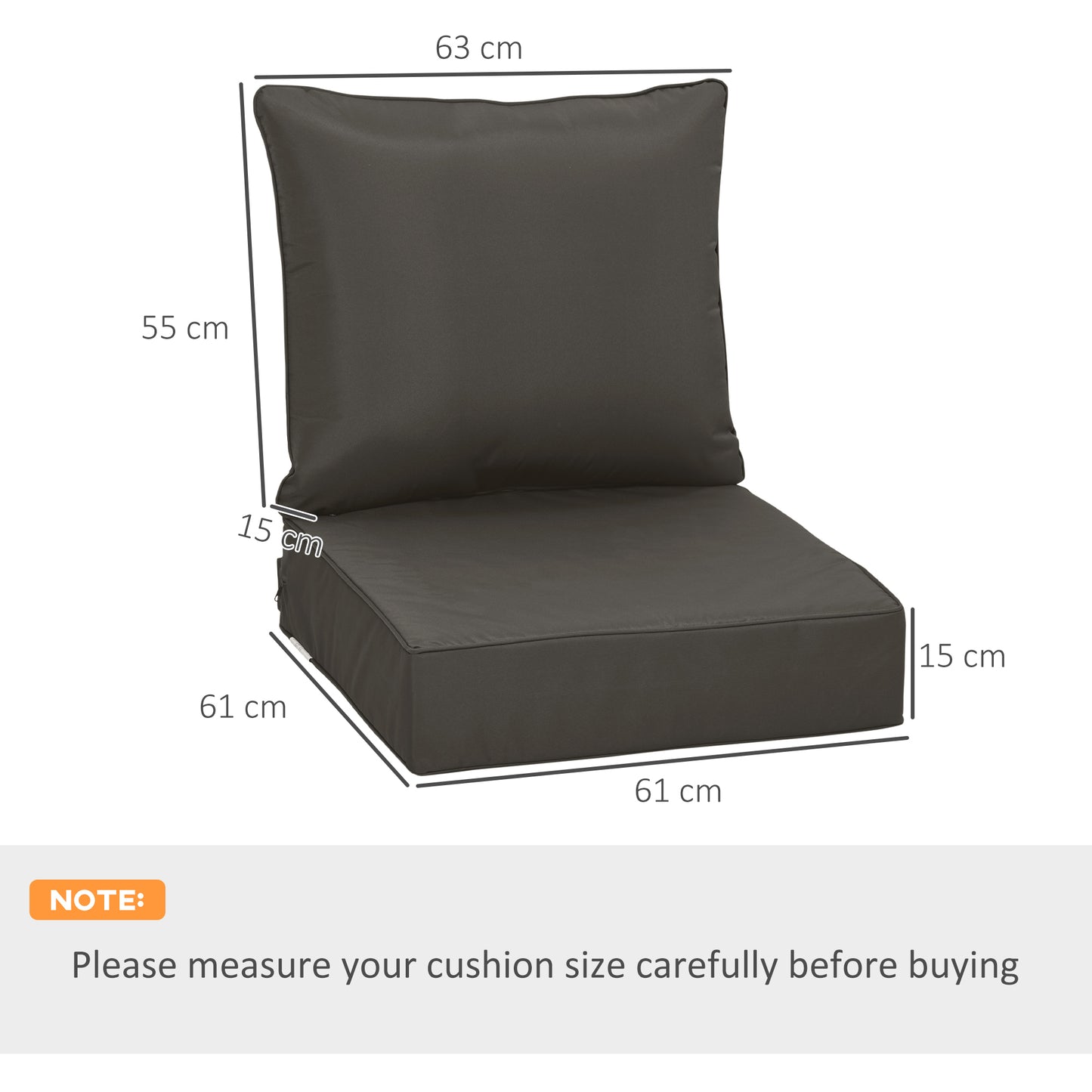 Outdoor Seat and Back Cushion Set Patio Deep Seating Chair
