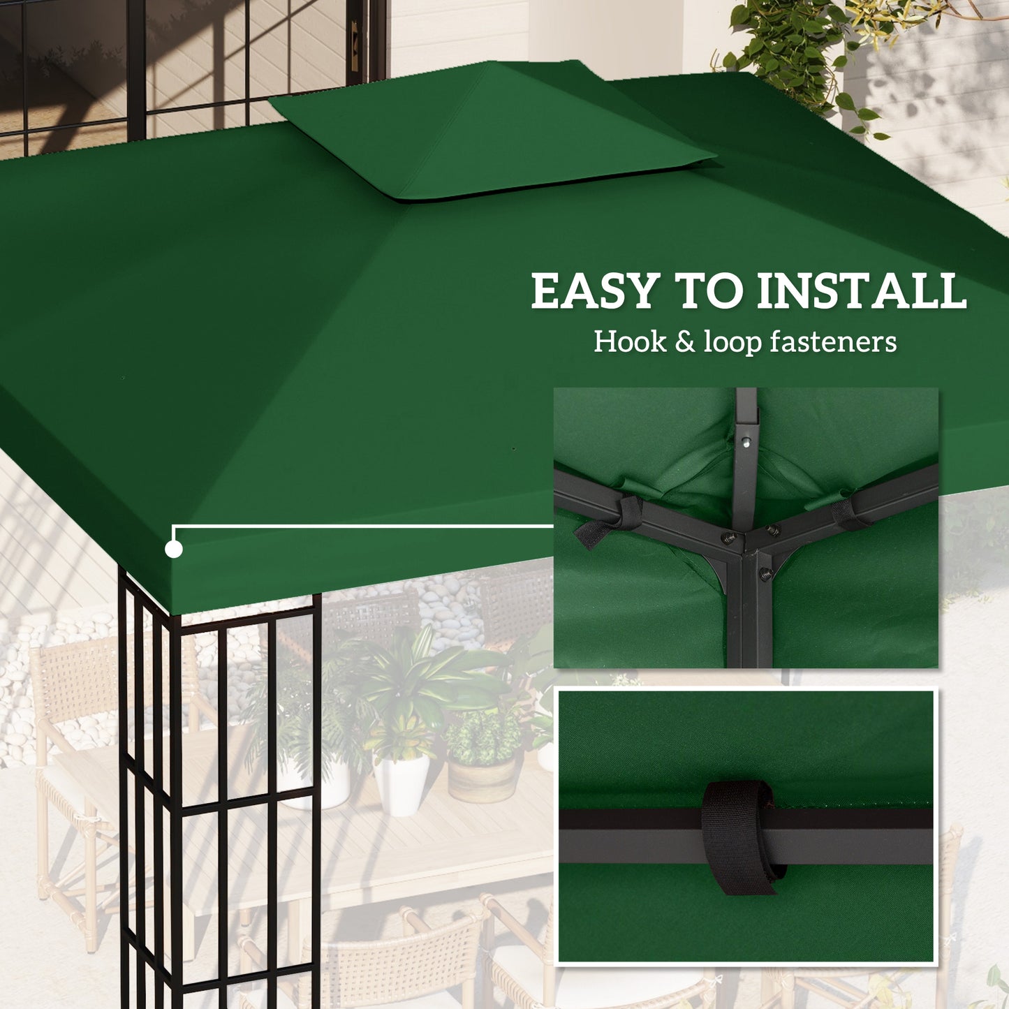3(m) Gazebo Top Cover Double Tier Canopy Replacement Pavilion Roof (1)