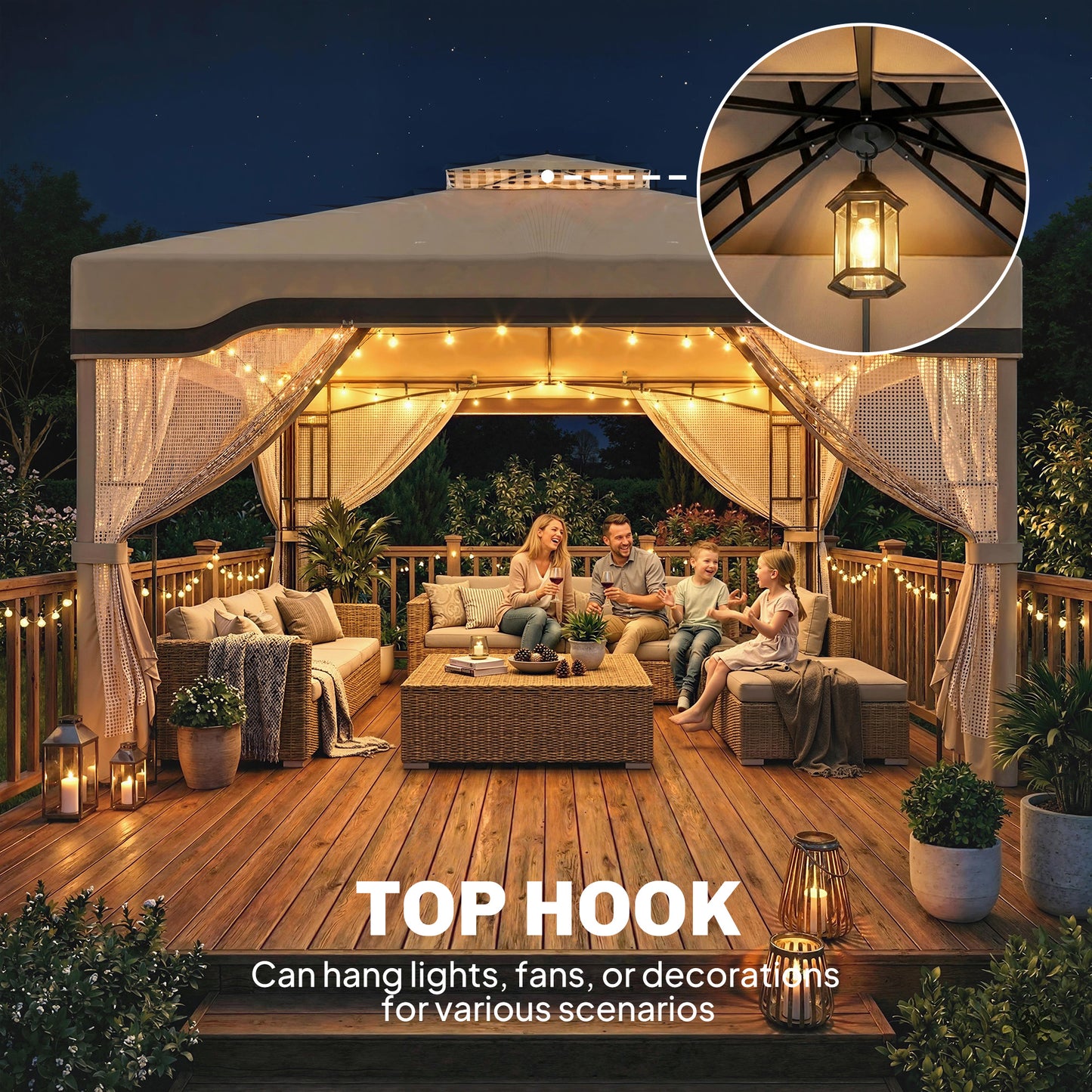 3 x 3.6 m Outdoor Garden Gazebo with Post Shelves