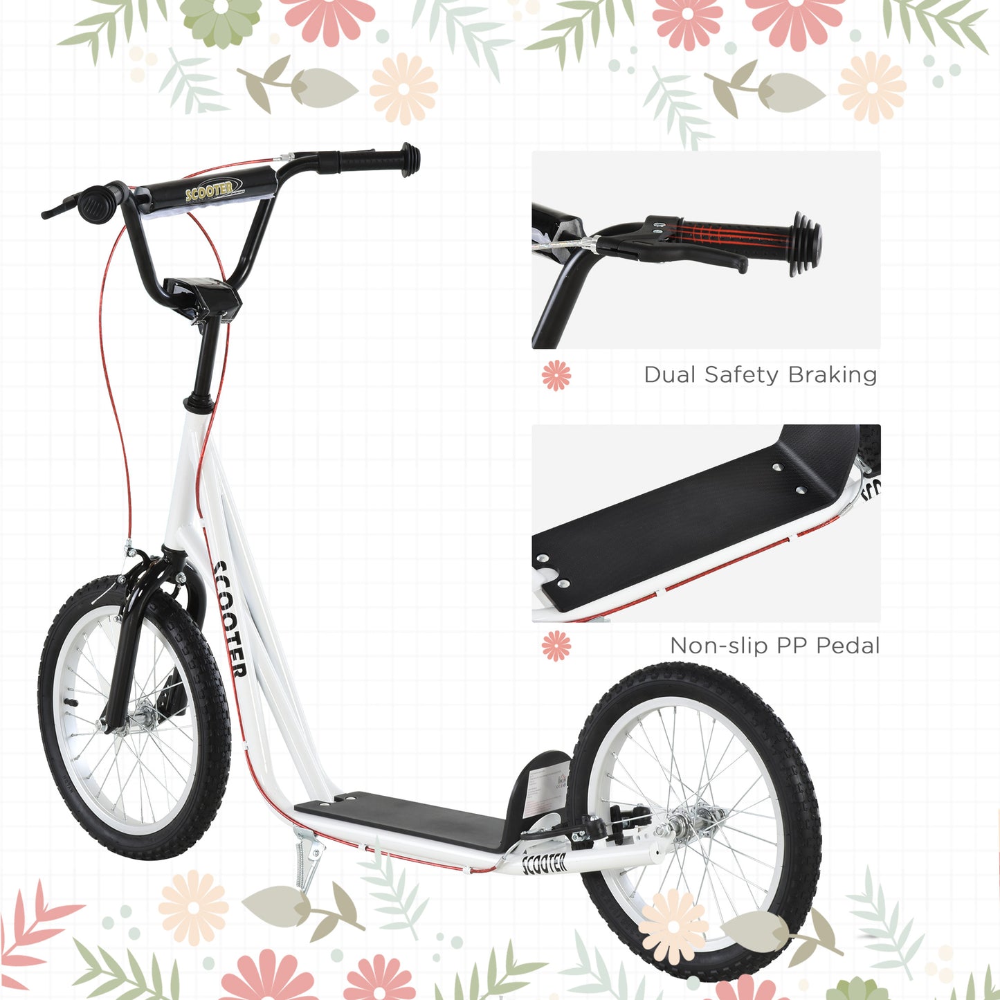 Kick Scooters for Kids with Adjustable Height, Anti-Slip Deck