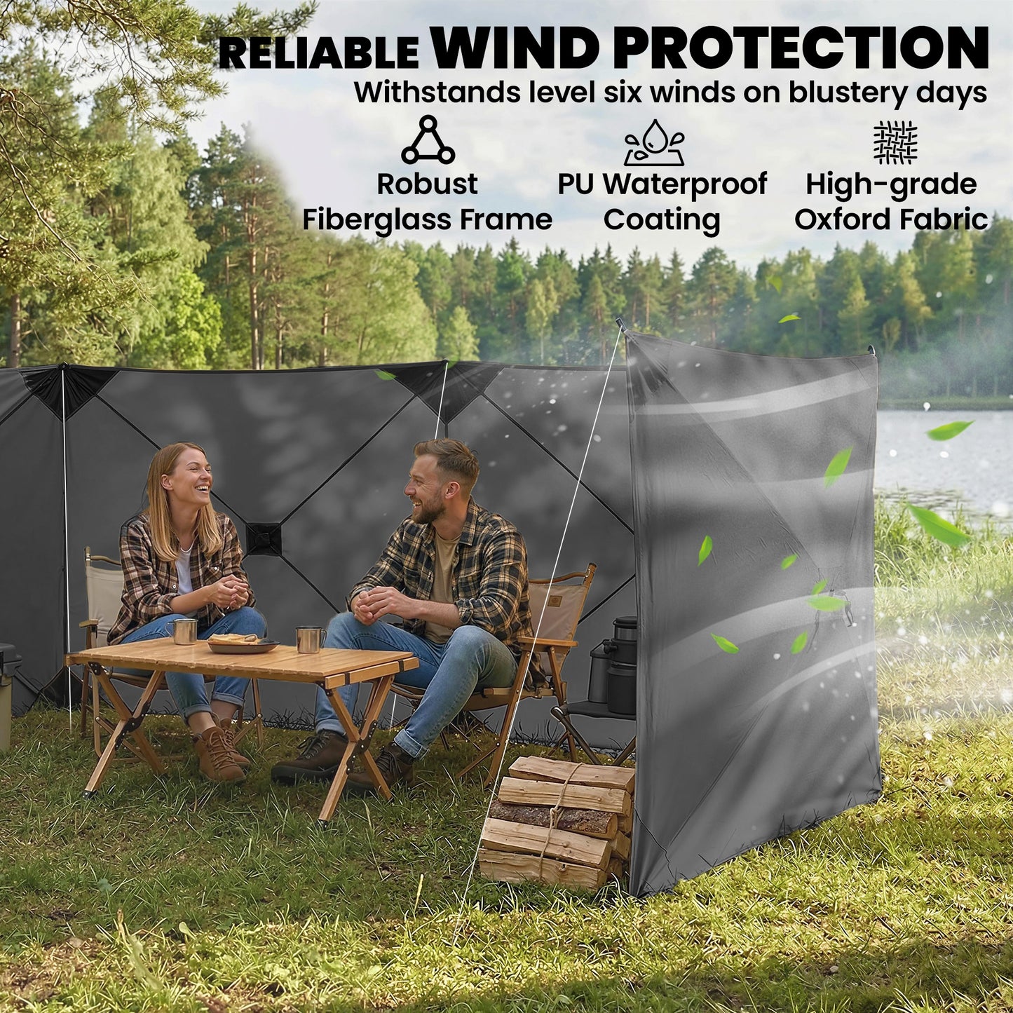 Camping Windbreak Pop Up Windbreaker Blocker with Ropes Pegs
