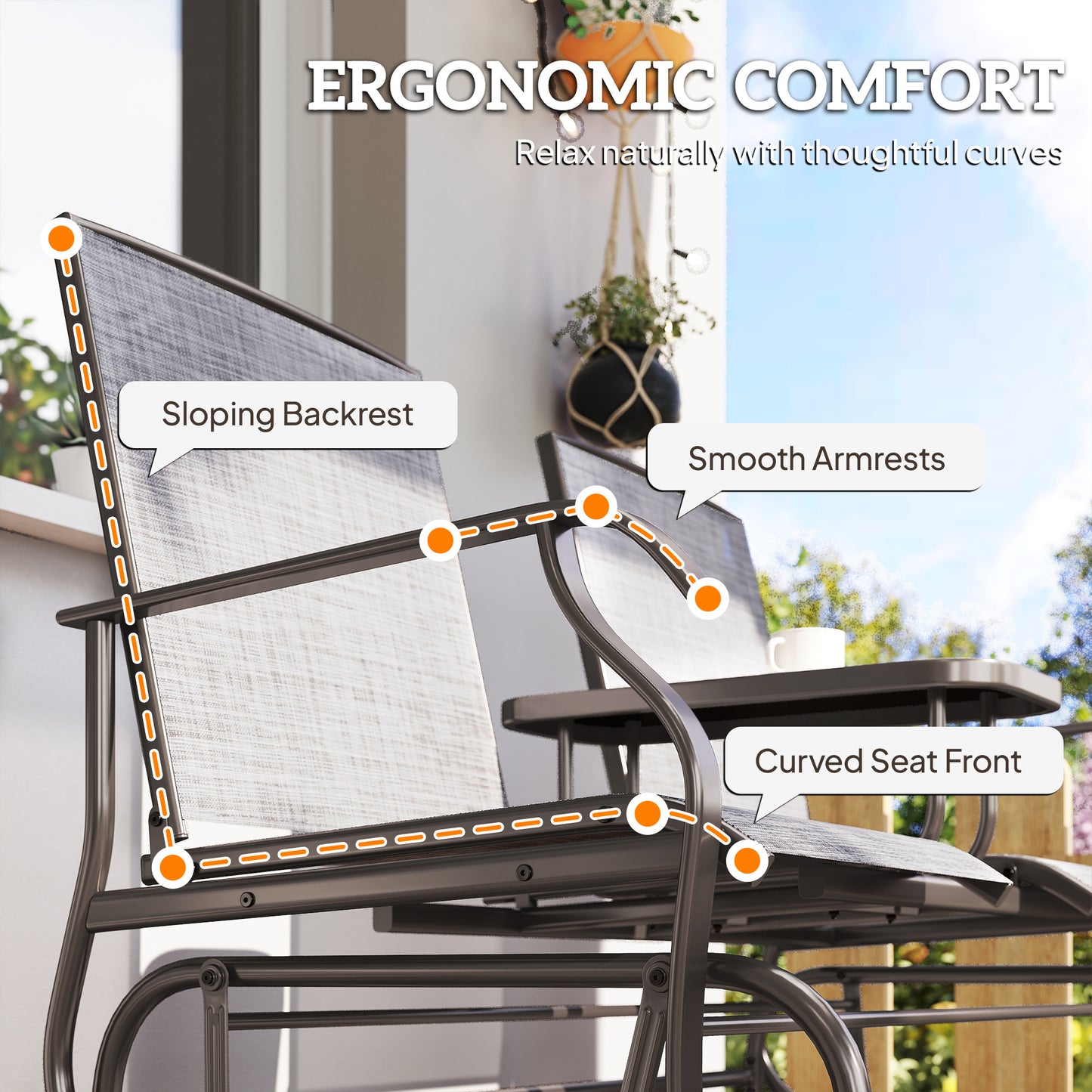 2 Seats Garden Glider Bench