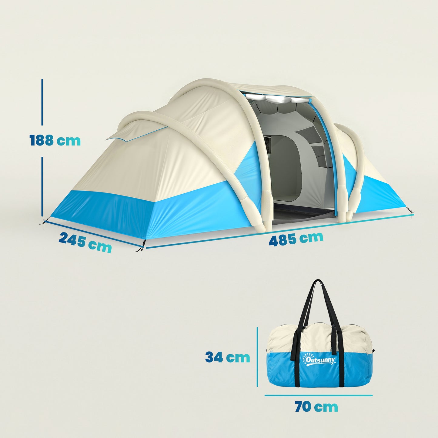 Inflatable Tent 2 Bedroom 3000mm Waterproof Windproof Air Tent