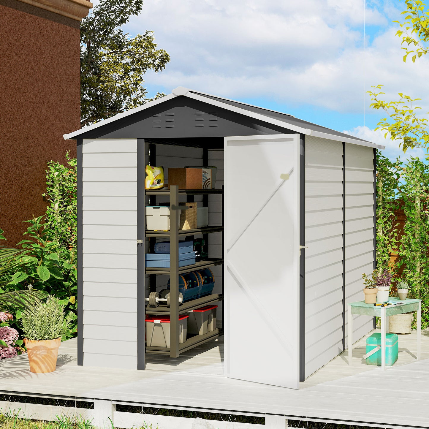 9x 6FT Metal Outdoor Garden Shed