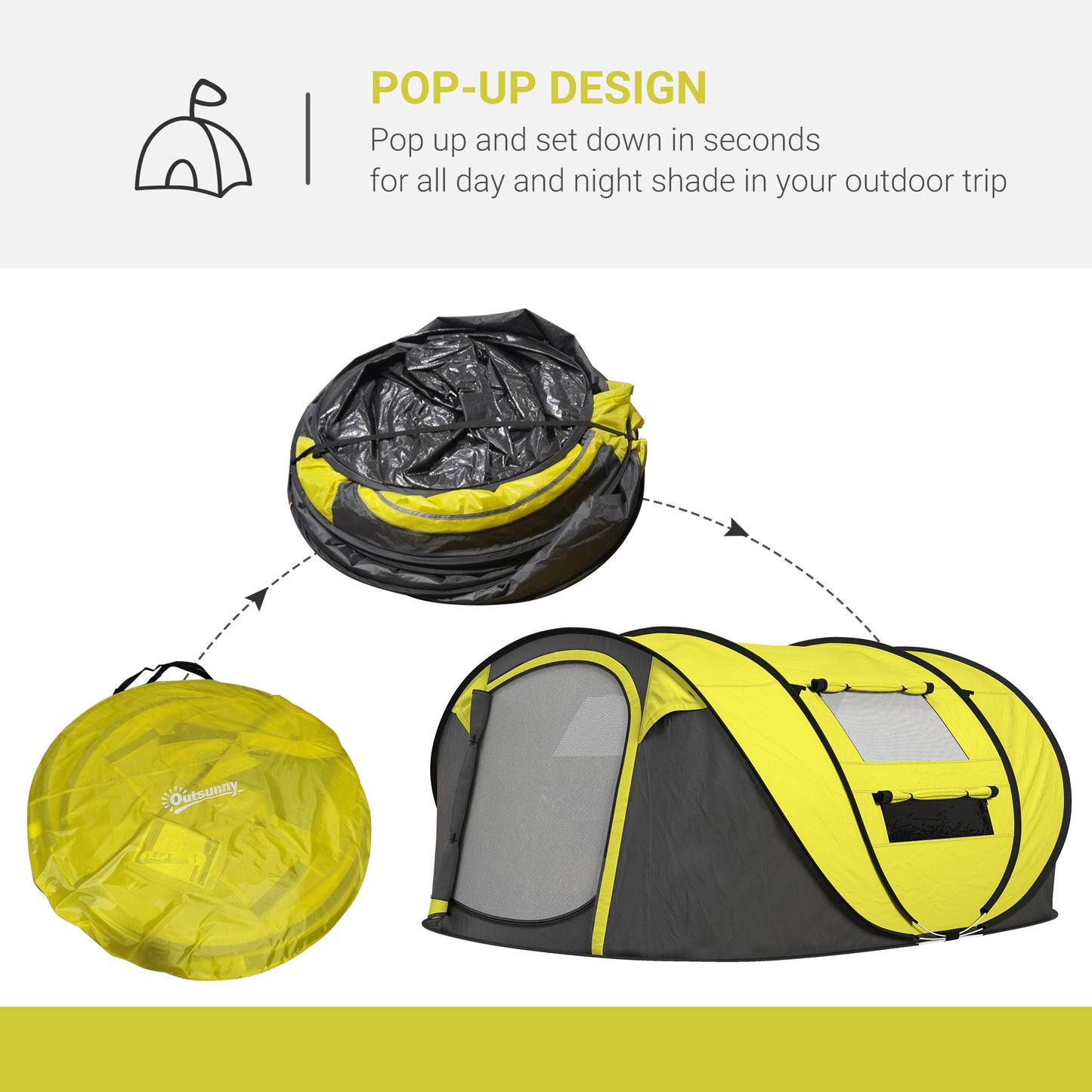 4 Person Pop-up Camping Tent Family Tent with Ground Sheet