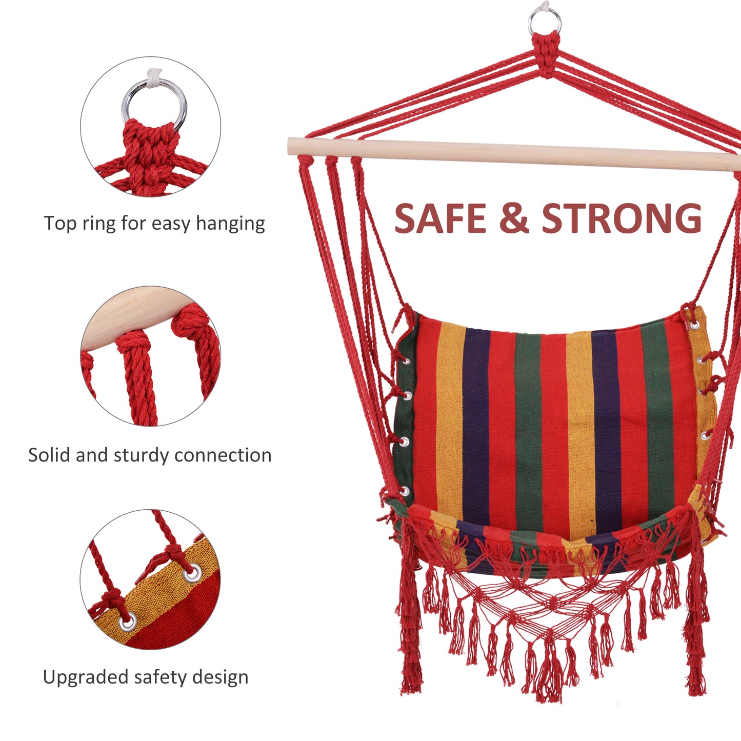 Hammock Chair Swing Colourful Striped Tree Hanging Seat Porch