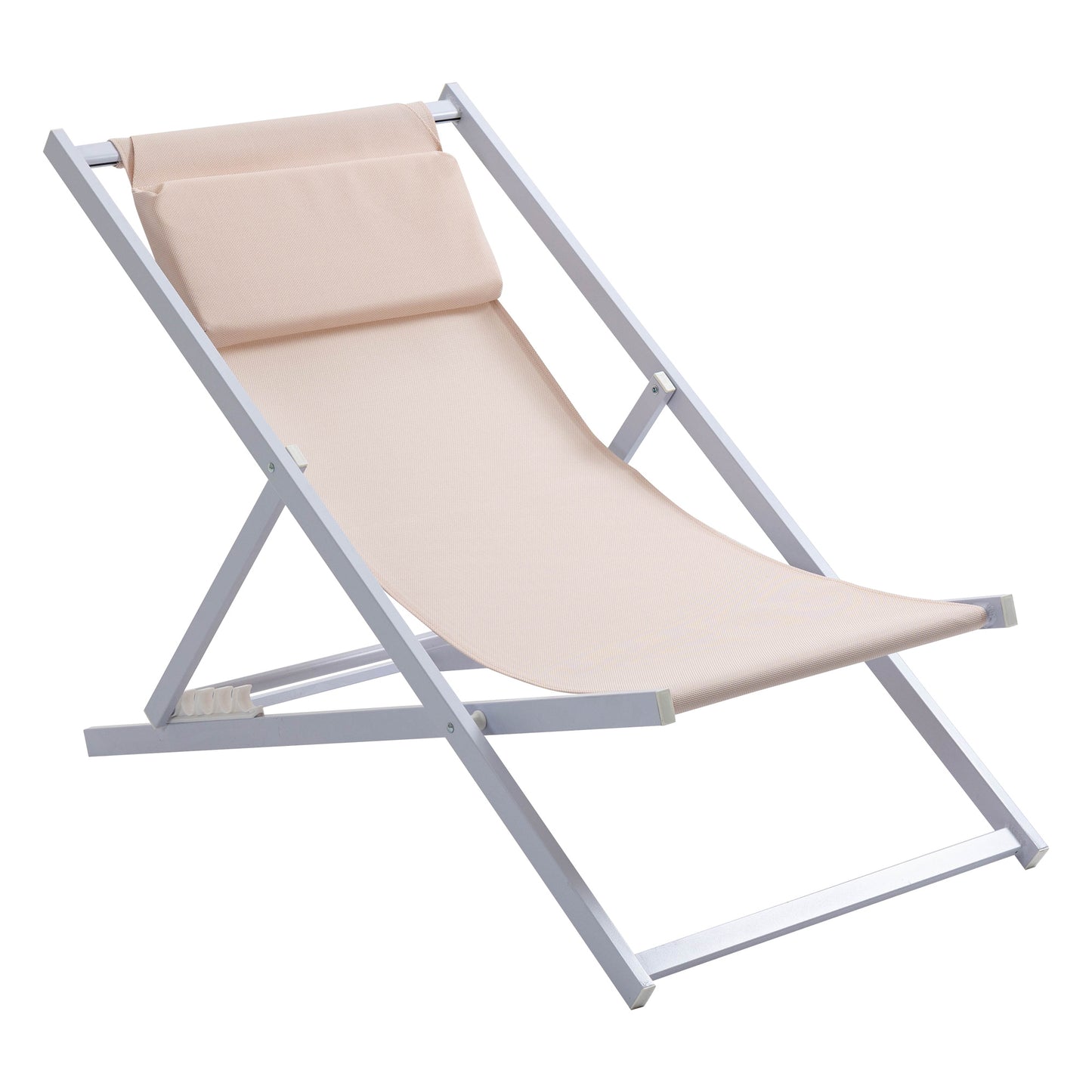 Set of 2 Folding Garden Beach Aluminium Frame Deck Chairs