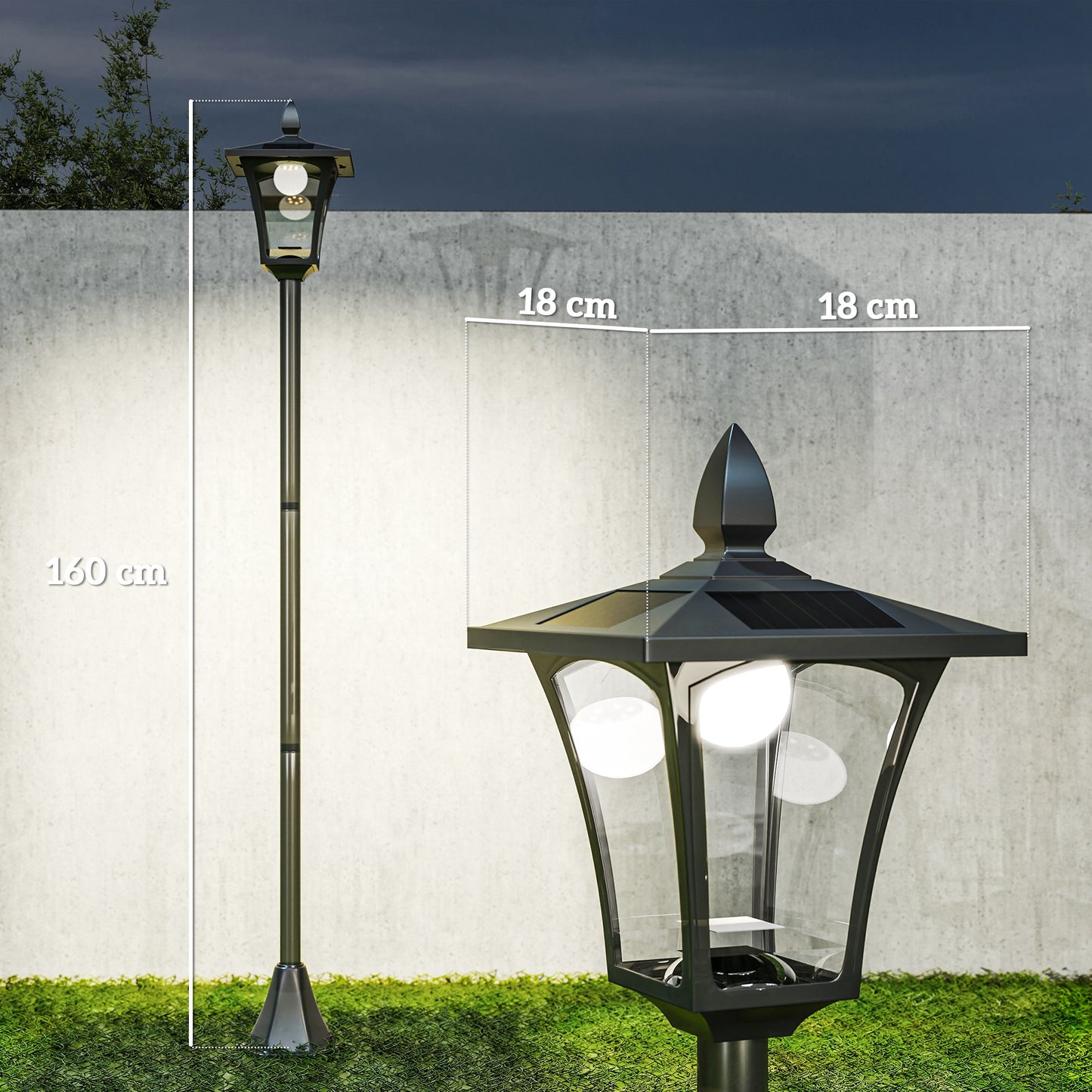 Outdoor Garden Solar Post Lamp Sensor Dimmable LED Lantern Bollard