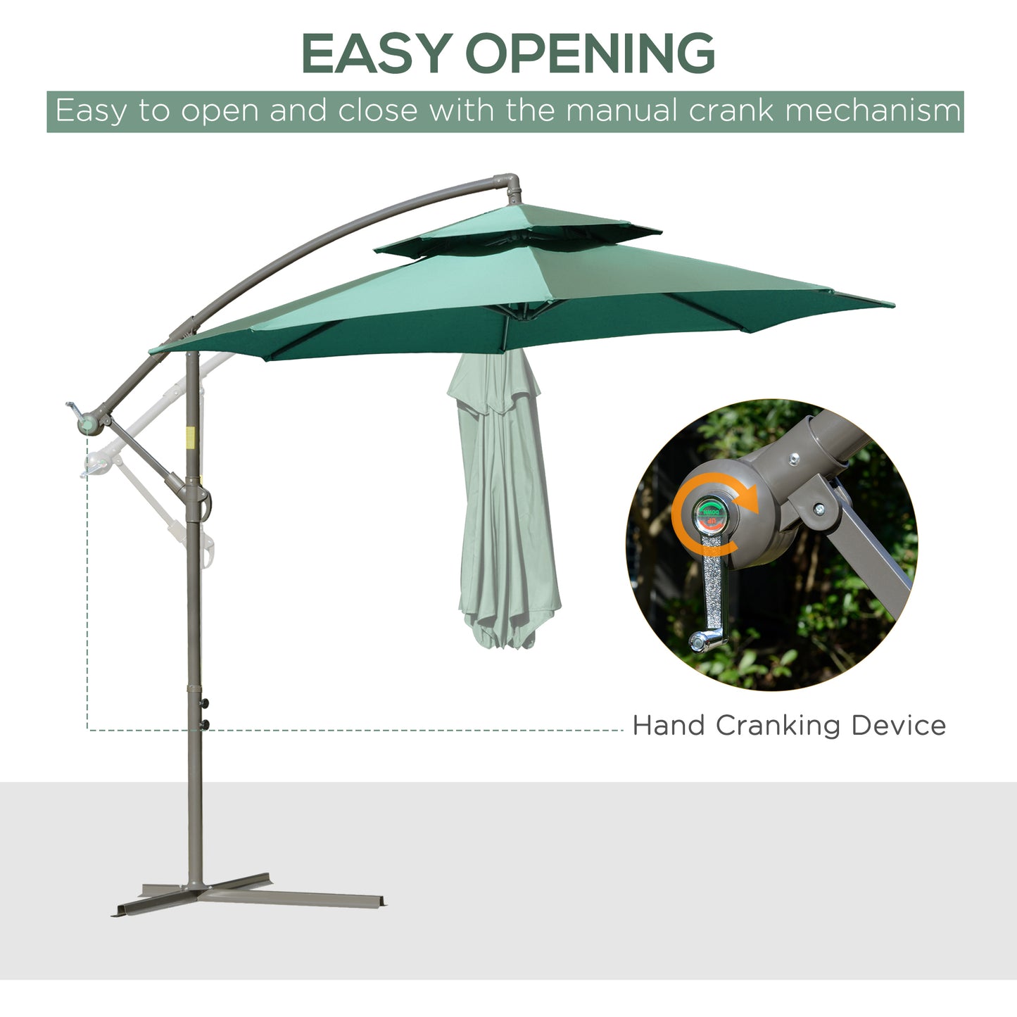 2.7m Banana Parasol Cantilever Umbrella with Crank Handle