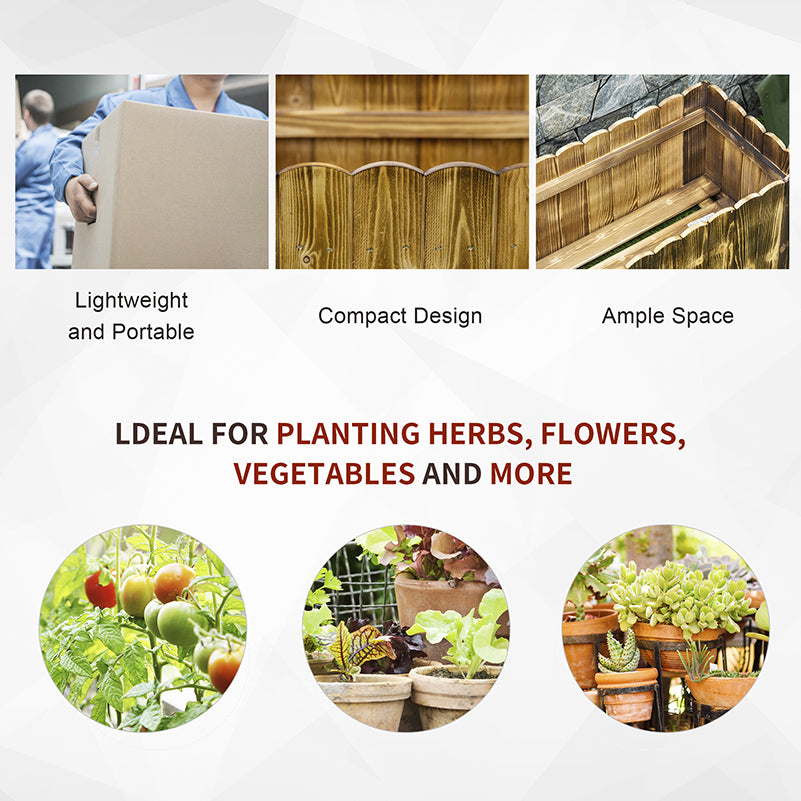 70L Raised Garden Bed, Wooden Rectangle Planter Box