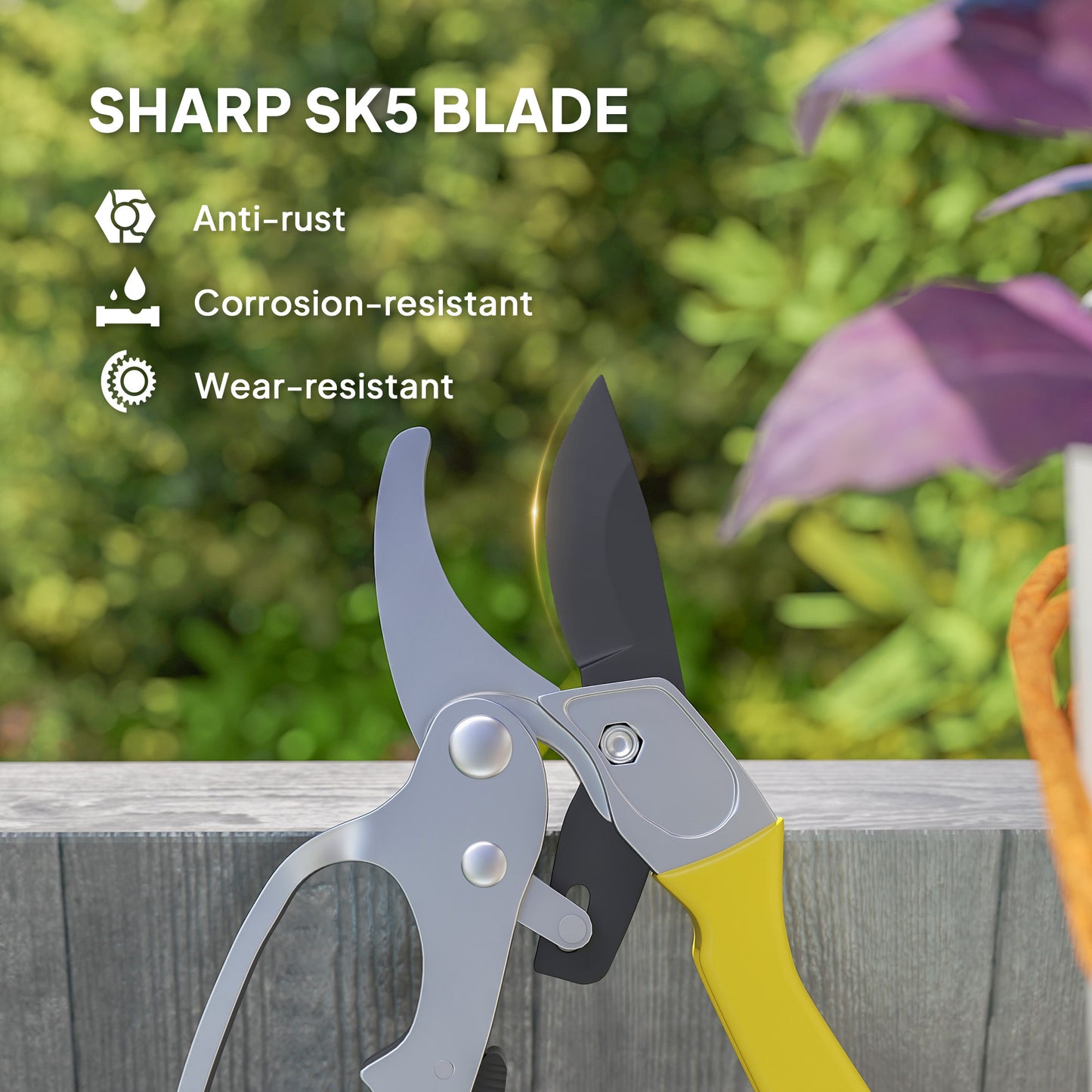 8" Garden Secateurs, Pruning Shears Heavy Duty with Sharp SK5 Blade