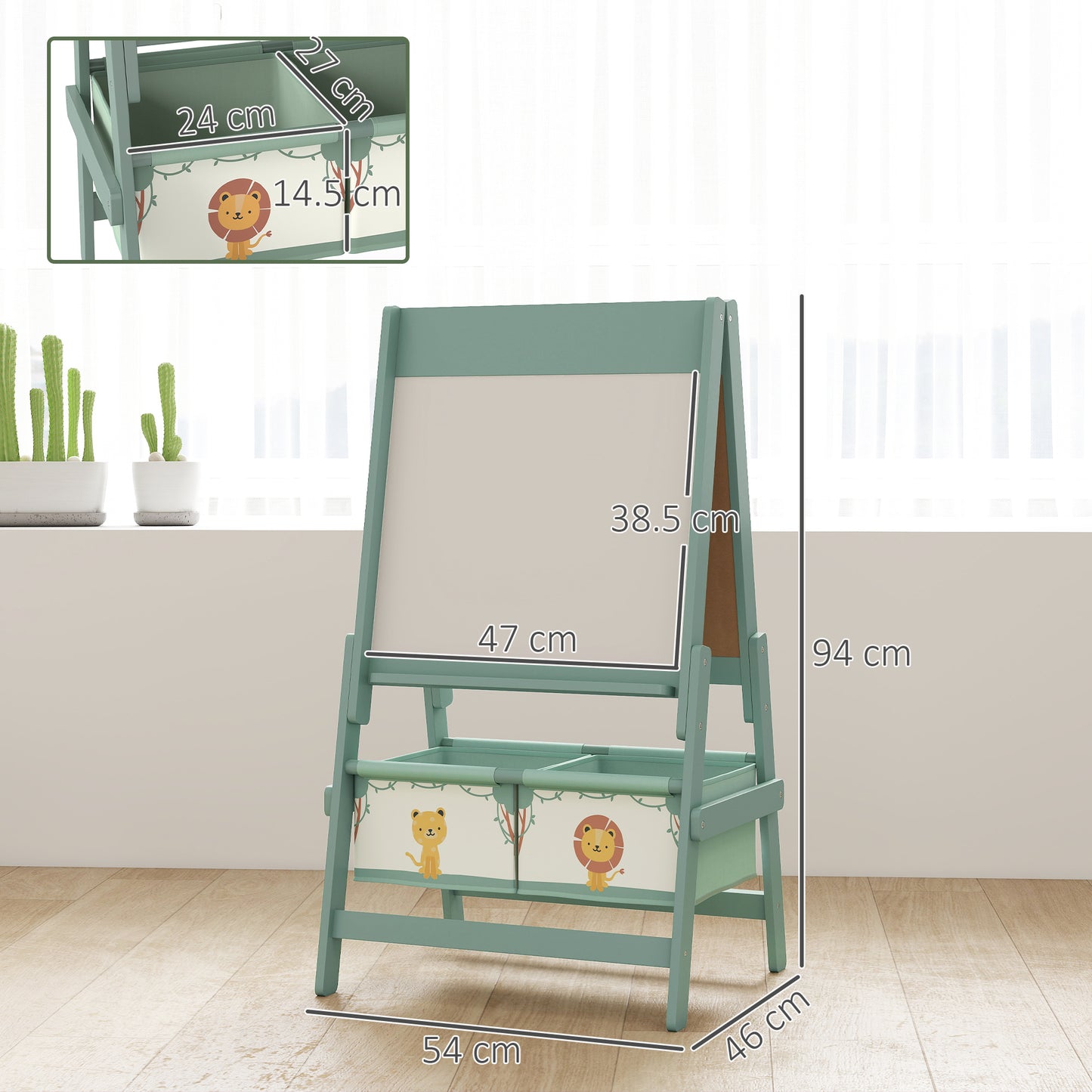 Art Easel for Kids, Double-Sided Whiteboard/Blackboard