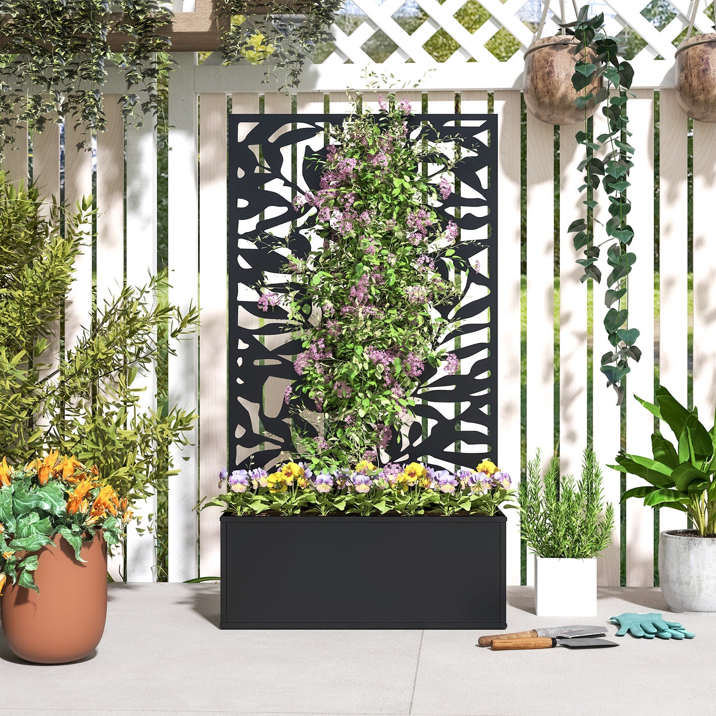 Metal Garden Bed with Trellis