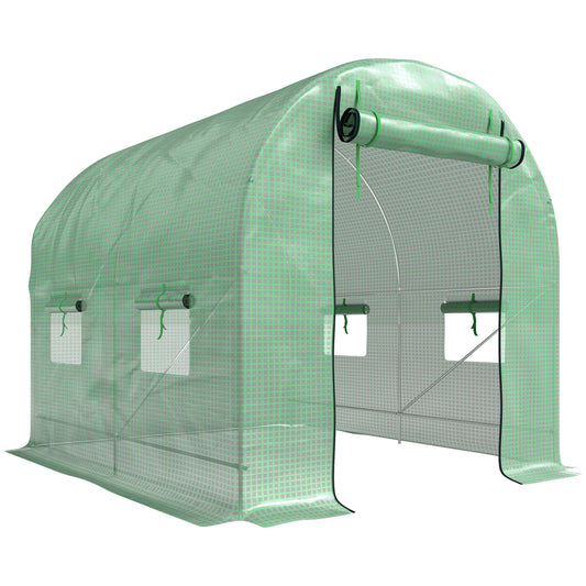 Walk-In Garden Polytunnel Greenhouse with Steel Frame, PE Cover