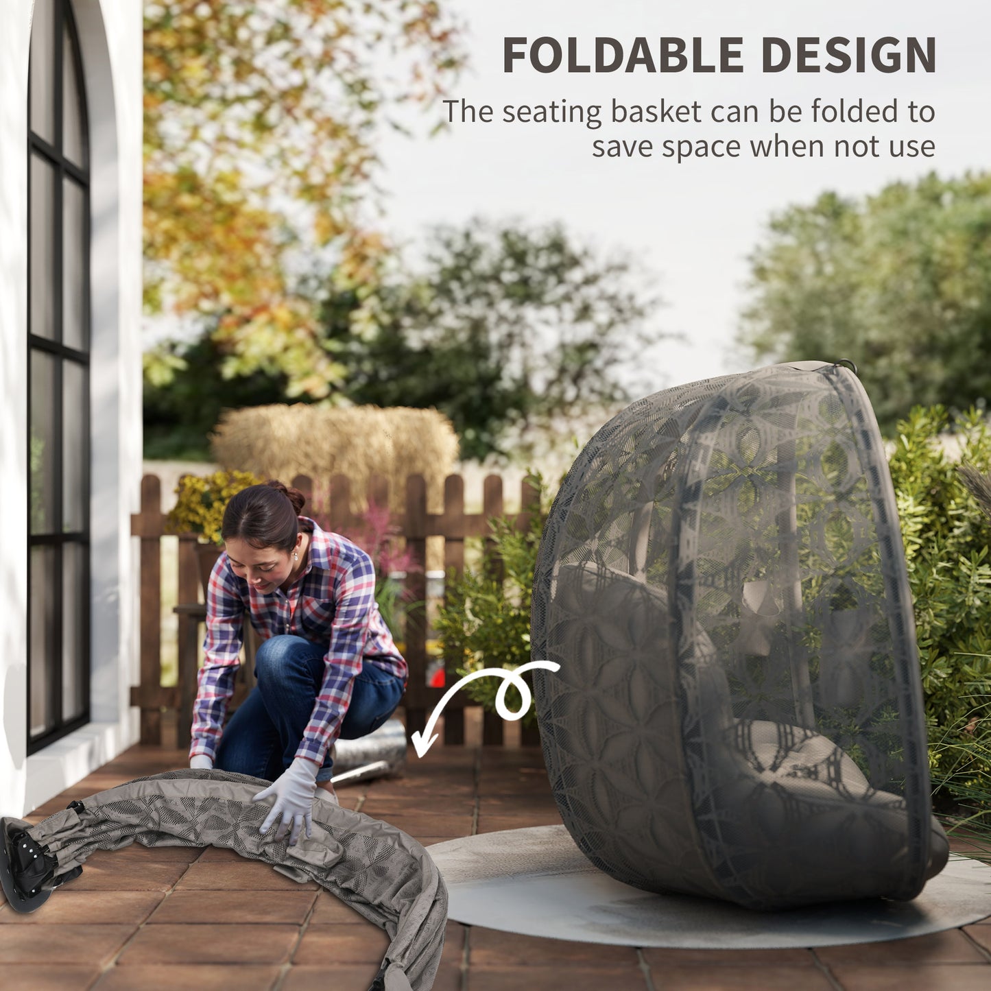 Outdoor Double Hanging Chair with Cushion and Cup Holders